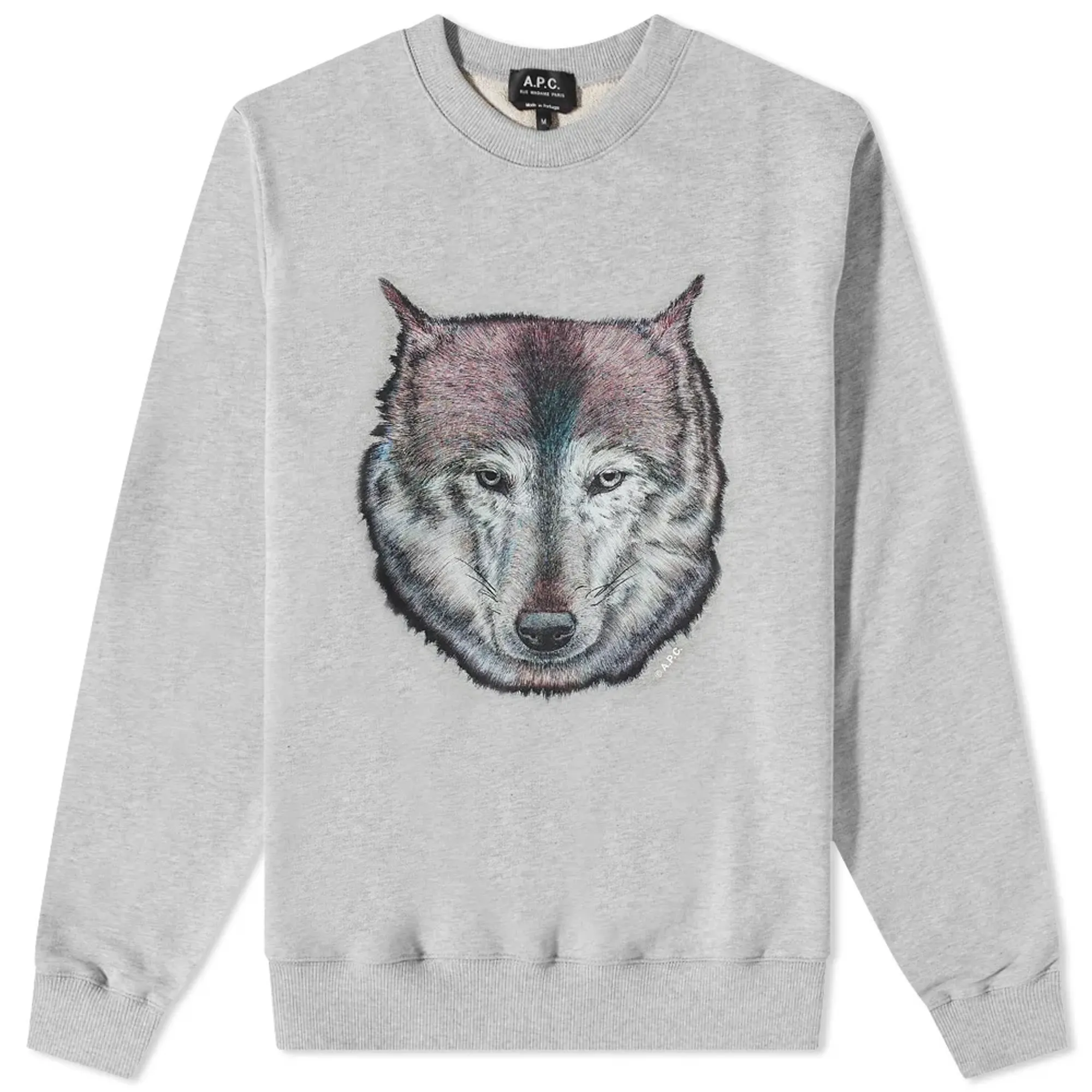 A.P.C. Men's Wolf Crew Sweat Heathered Grey