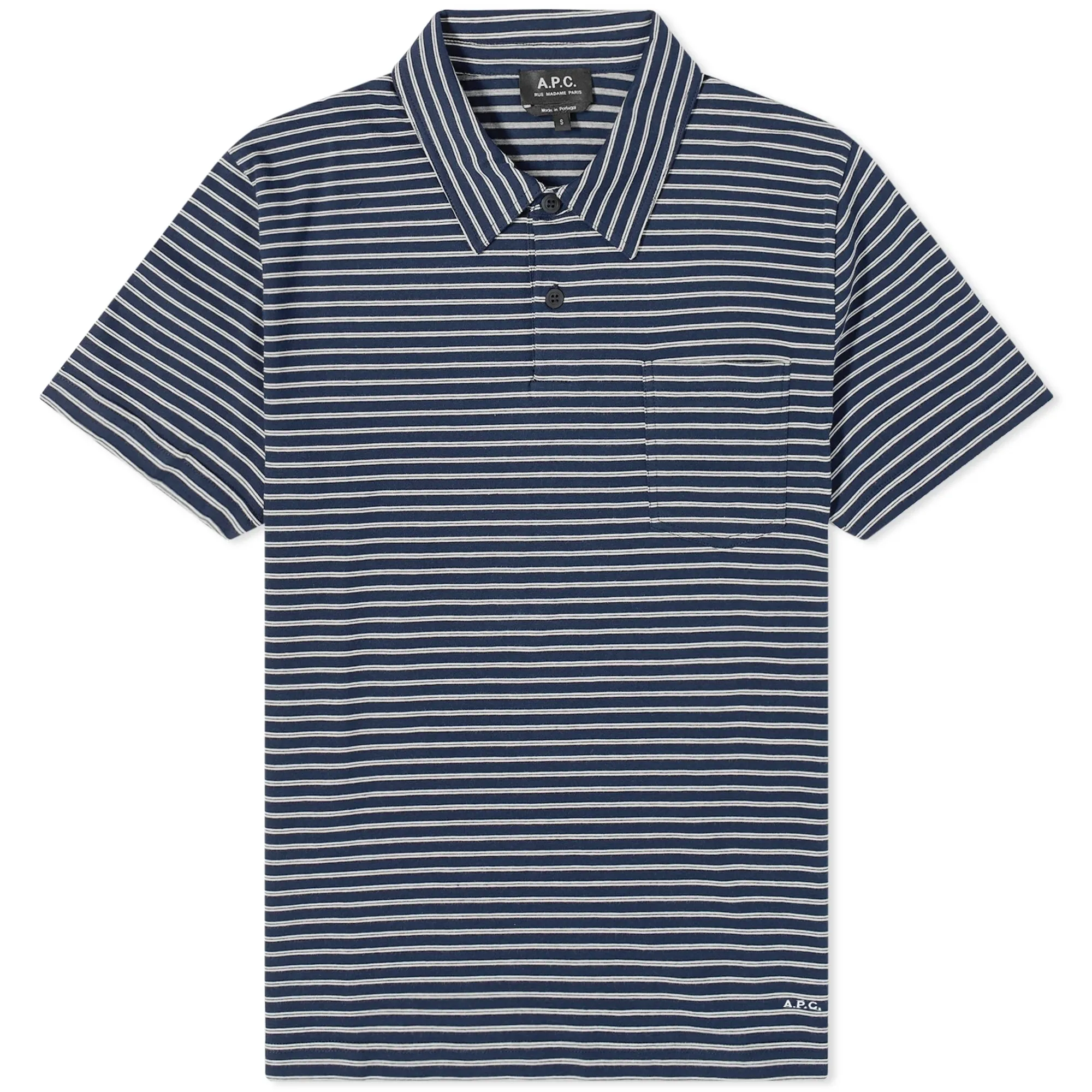 A.P.C. Men's Pablo Stripe Polo Dark Navy
