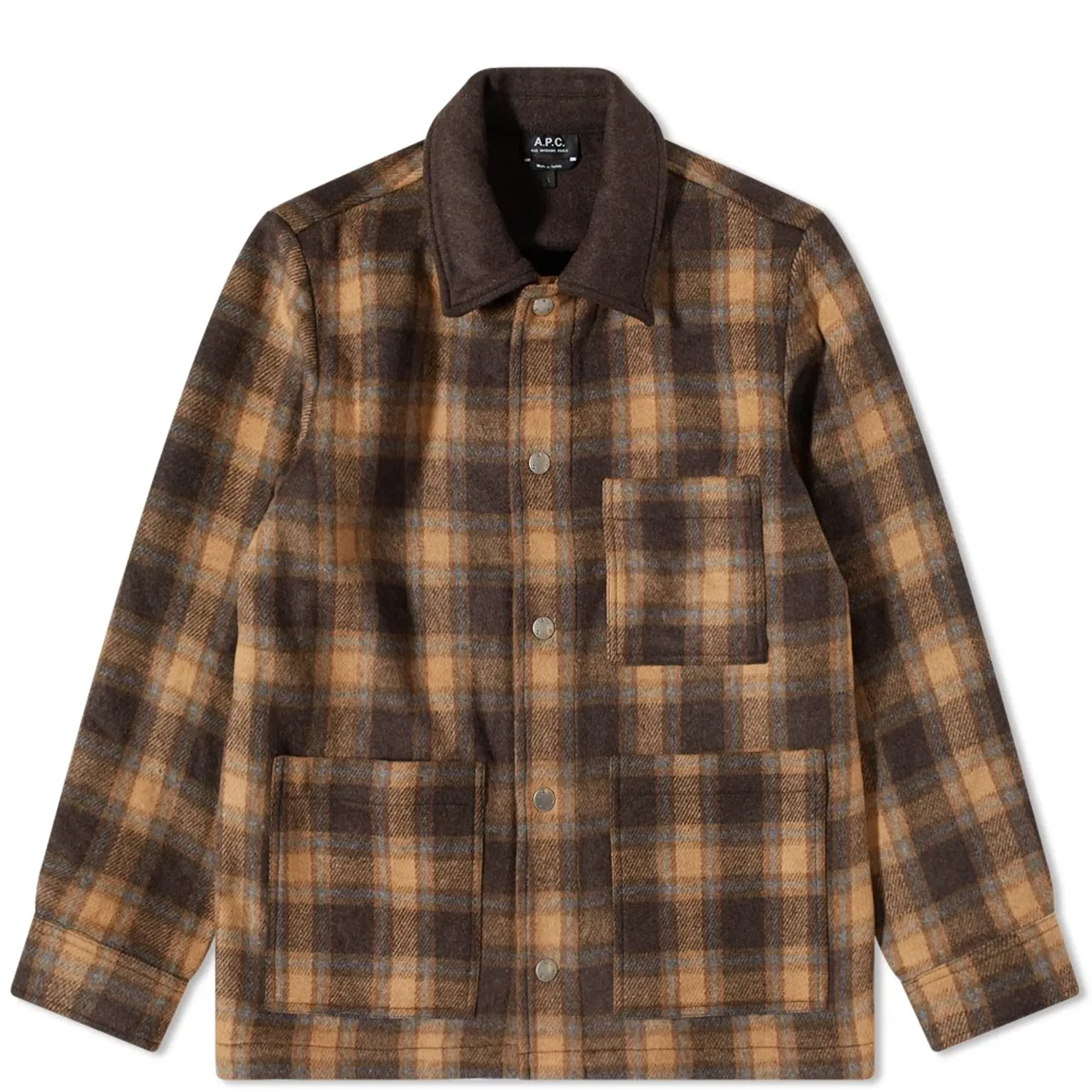 A.P.C. Men's New Emile Check Wool Work Jacket Brown