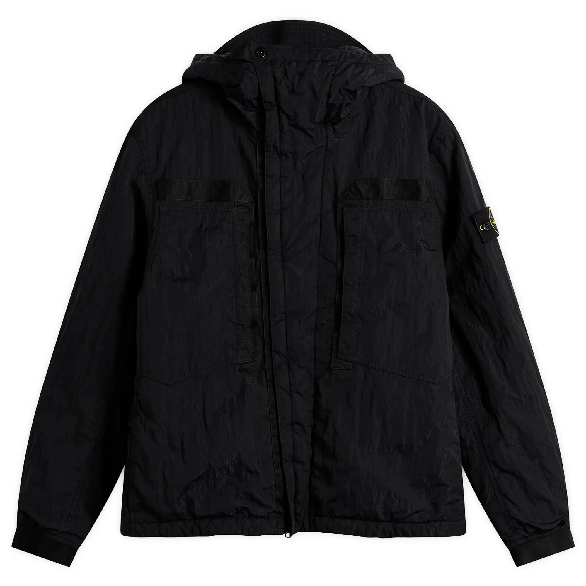 Stone Island Men's Warp Rib Nylon-TC Hooded Jacket Black