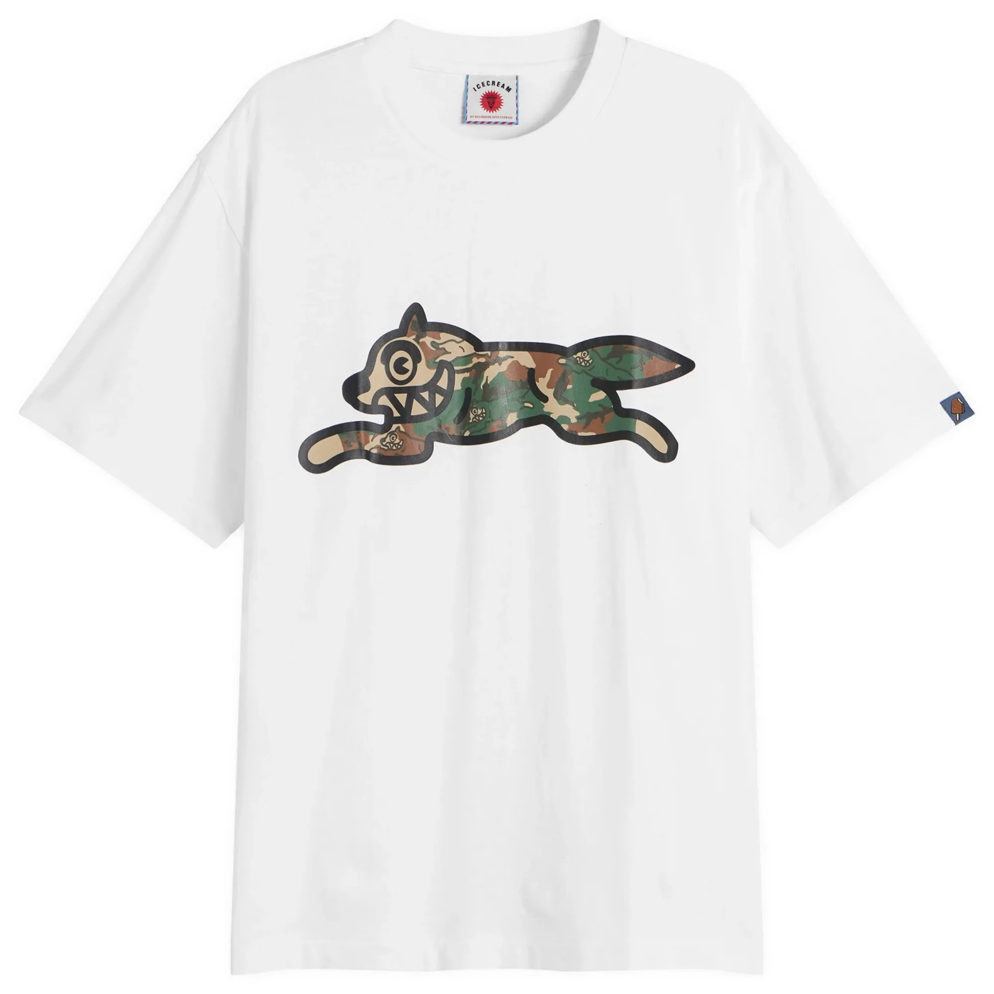 ICECREAM Men's Camo Running Dog Woodland T-Shirt White