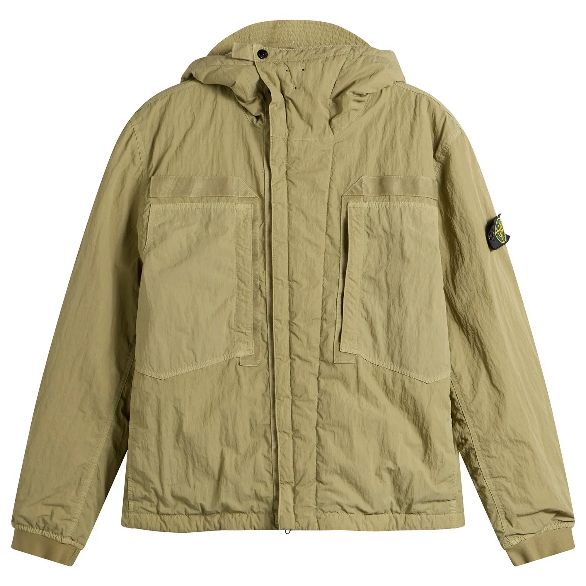 Stone Island Men's Warp Rib Nylon-TC Hooded Jacket Laurel Green