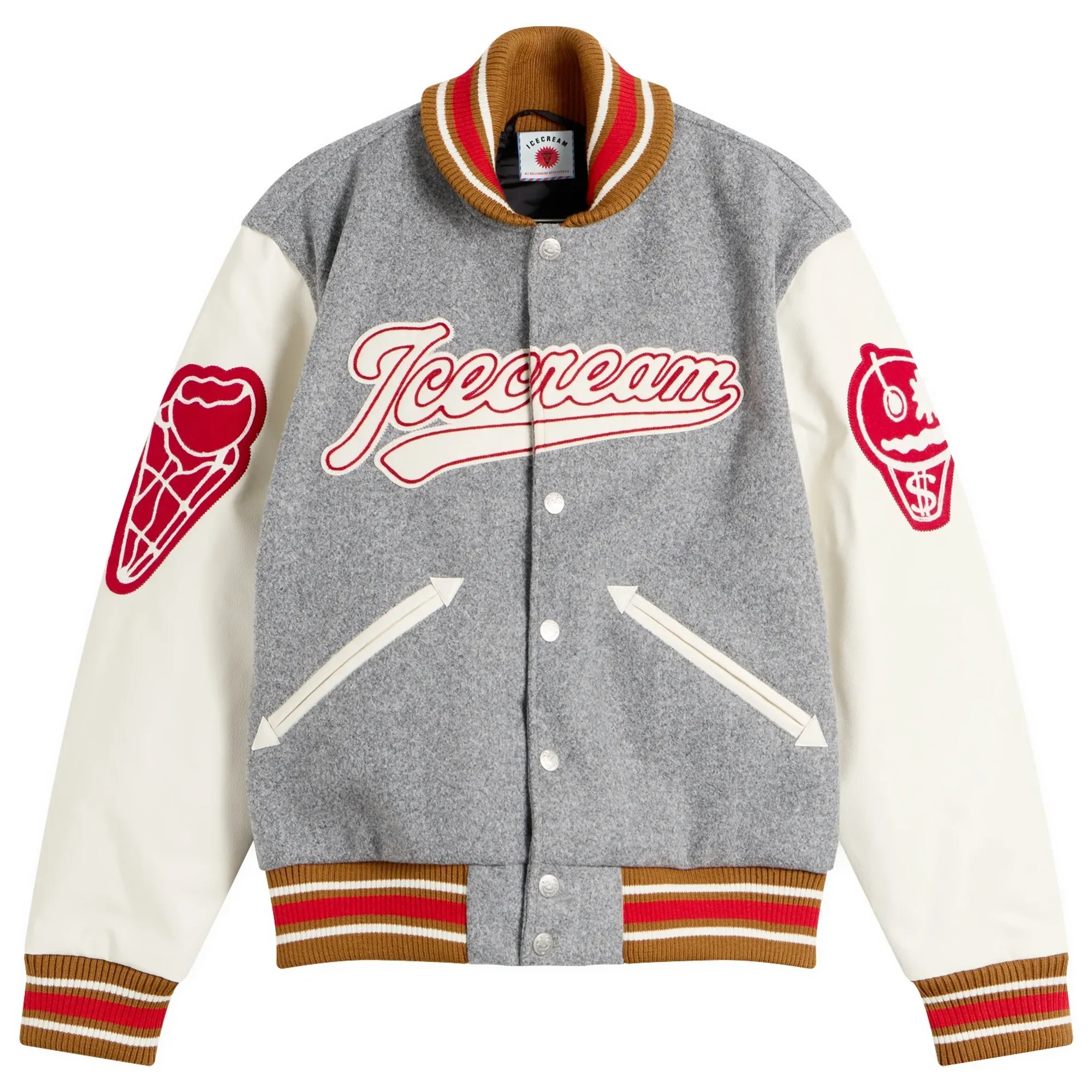 ICECREAM Men's Waitress Varsity Jacket Grey