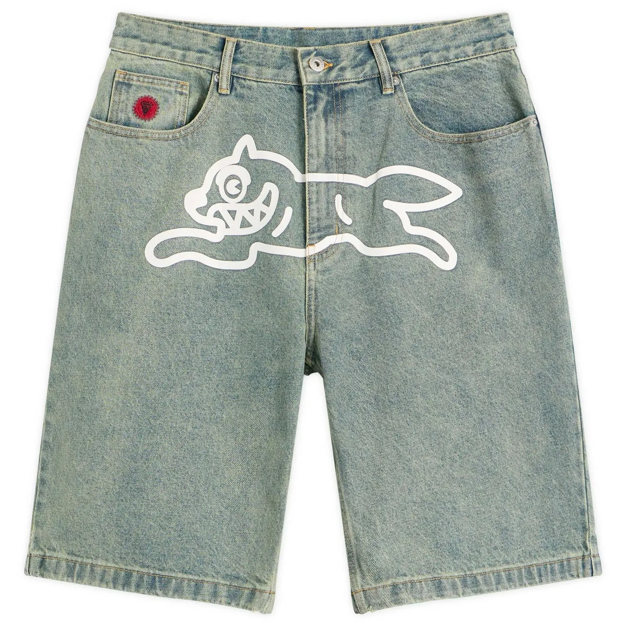 ICECREAM Men's Running Dog Denim Shorts Vintage Wash