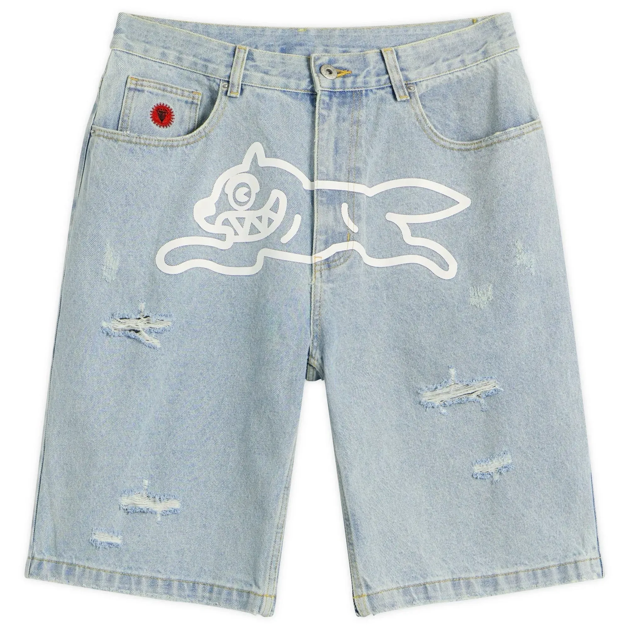 ICECREAM Men's Running Dog Denim Shorts Heavy Wash Blue