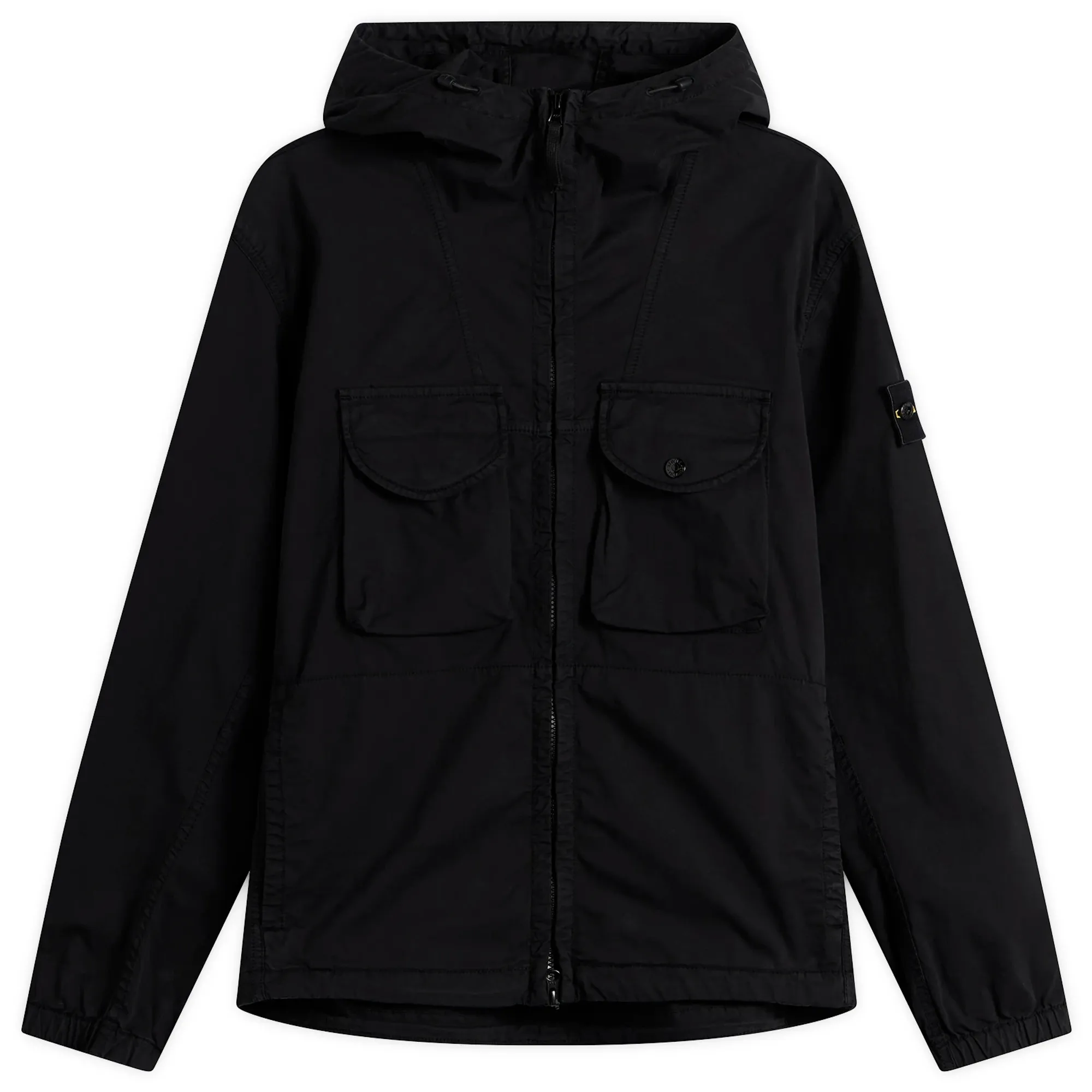 Stone Island Men's Organic Cotton Twill Hooded Jacket Black