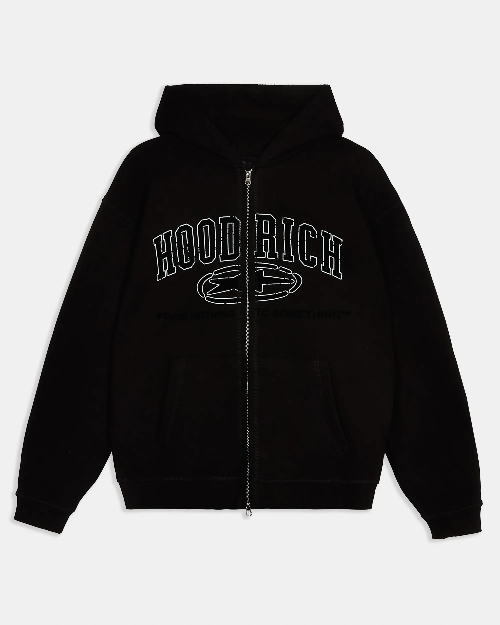 Hoodrich Fray Zip Relaxed Fit Hoodie - Black