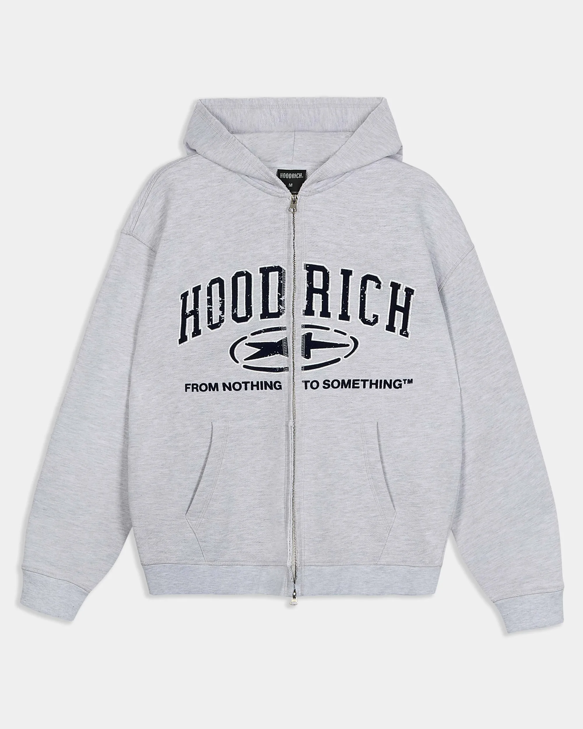 Hoodrich Fray Zip Relaxed Fit Hoodie - Grey Marl