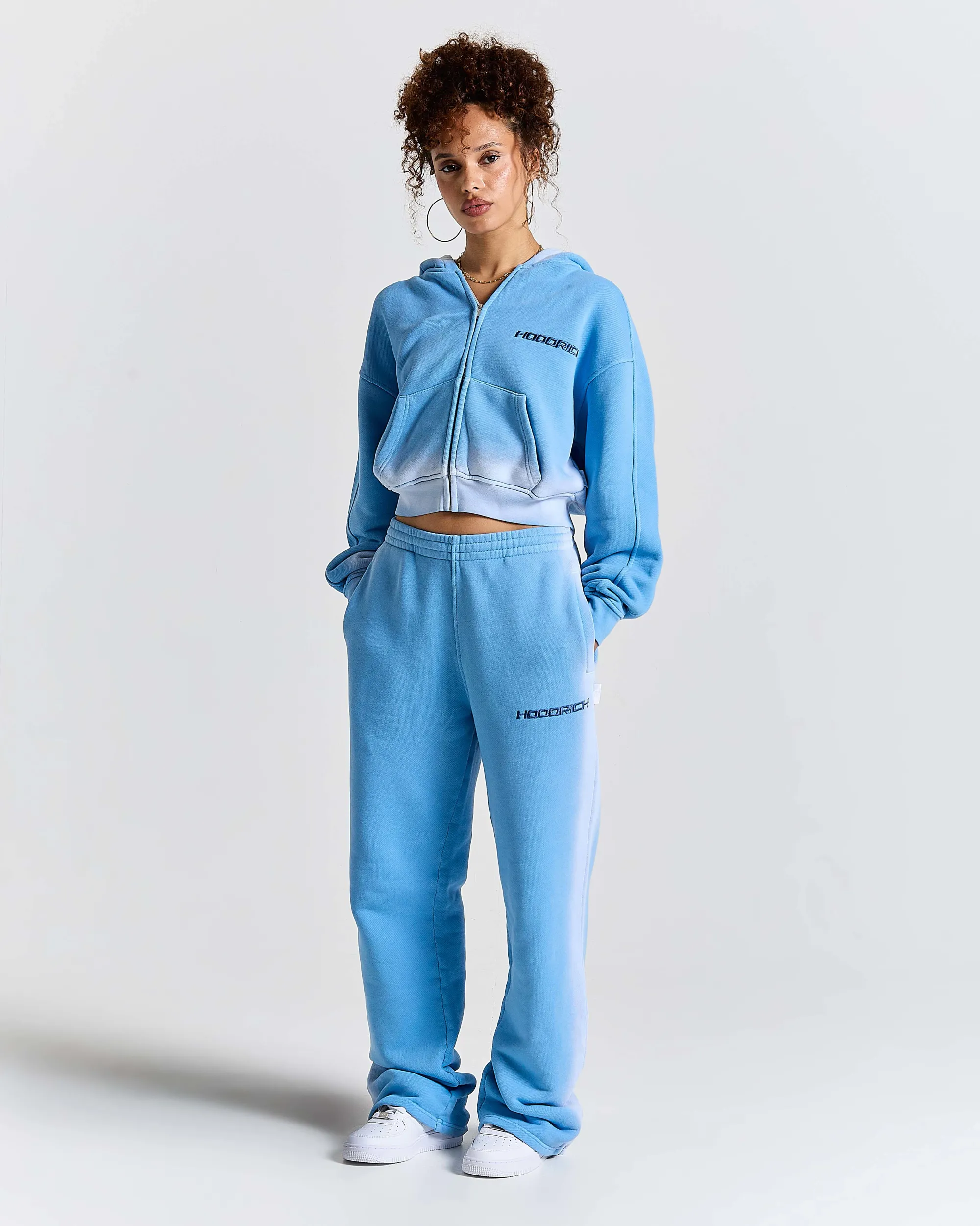 Hoodrich Women's Ghost Boxy Fit Zip Hoodie - Blue