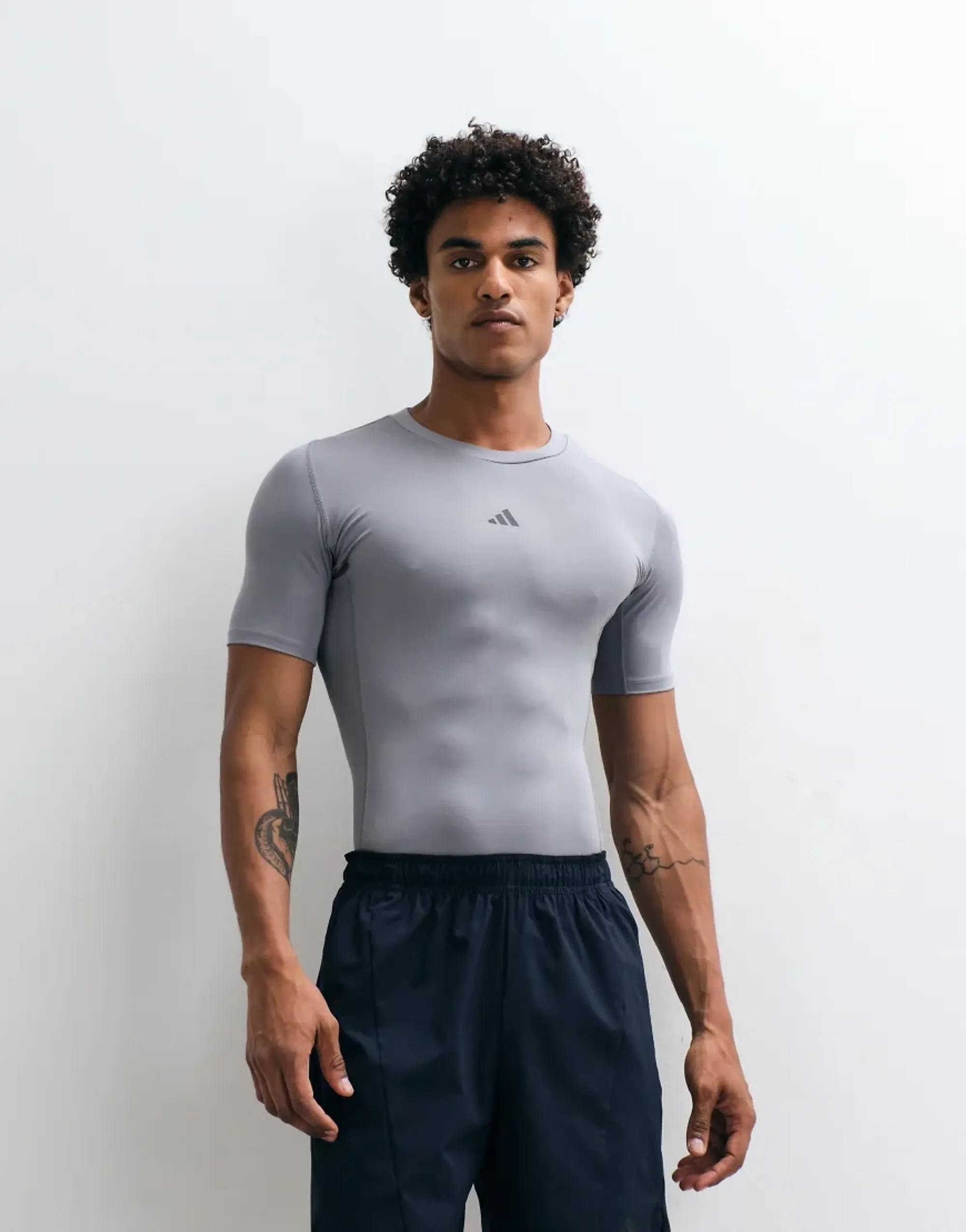 Adidas Performance Techfit Compression Training Tee In Grey