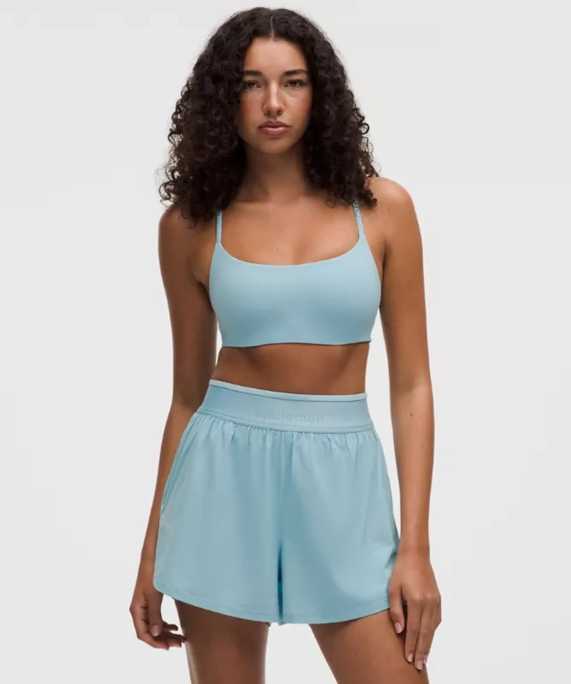 lululemon – Women's Wunder Train Strappy Racer Sports Bra Light Support, A/B Cup – Color Blue – Size 2