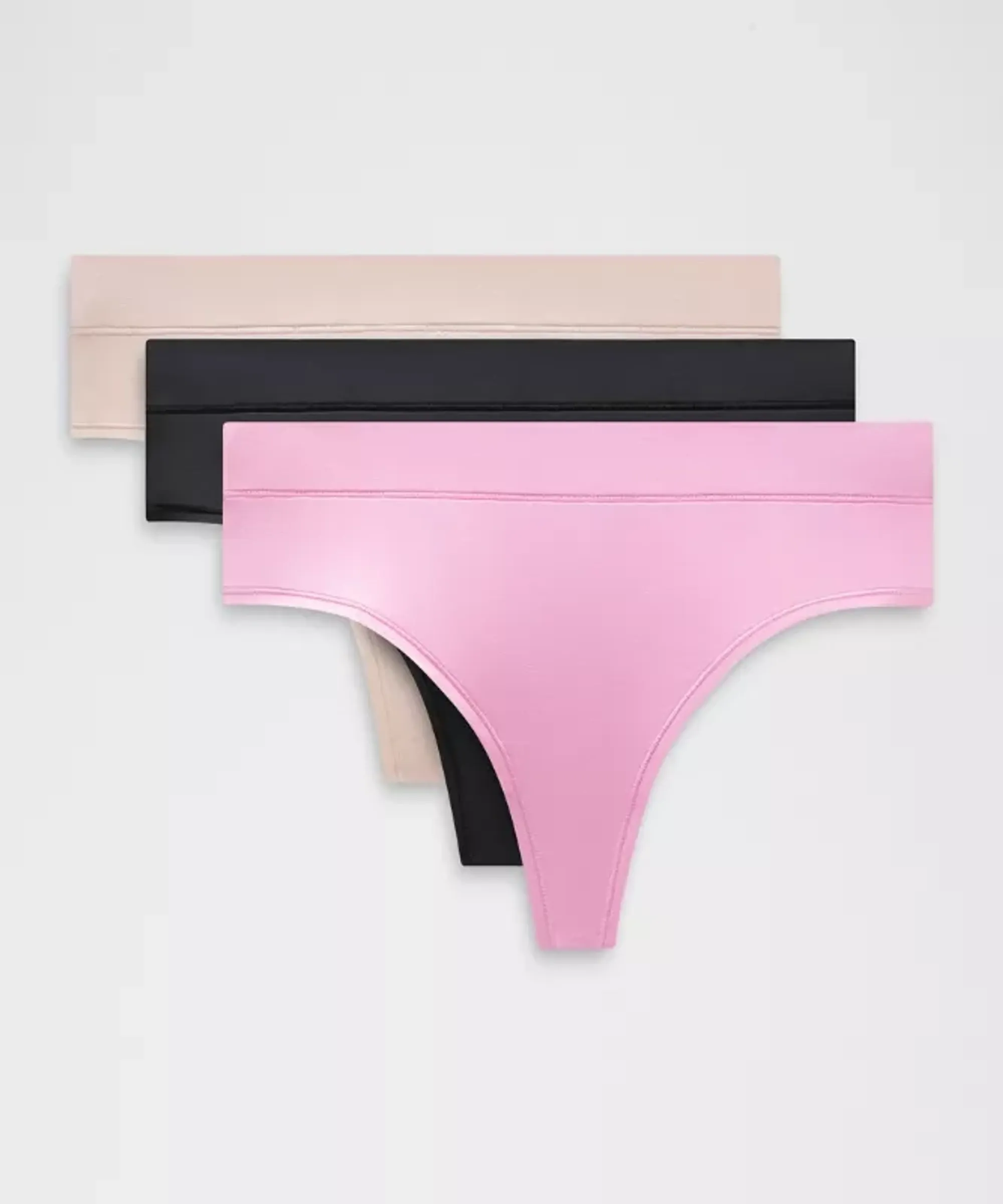 lululemon – Women's UnderEase High-Rise Thong Underwear 3 Pack – Color Black/Pink – Size Medium