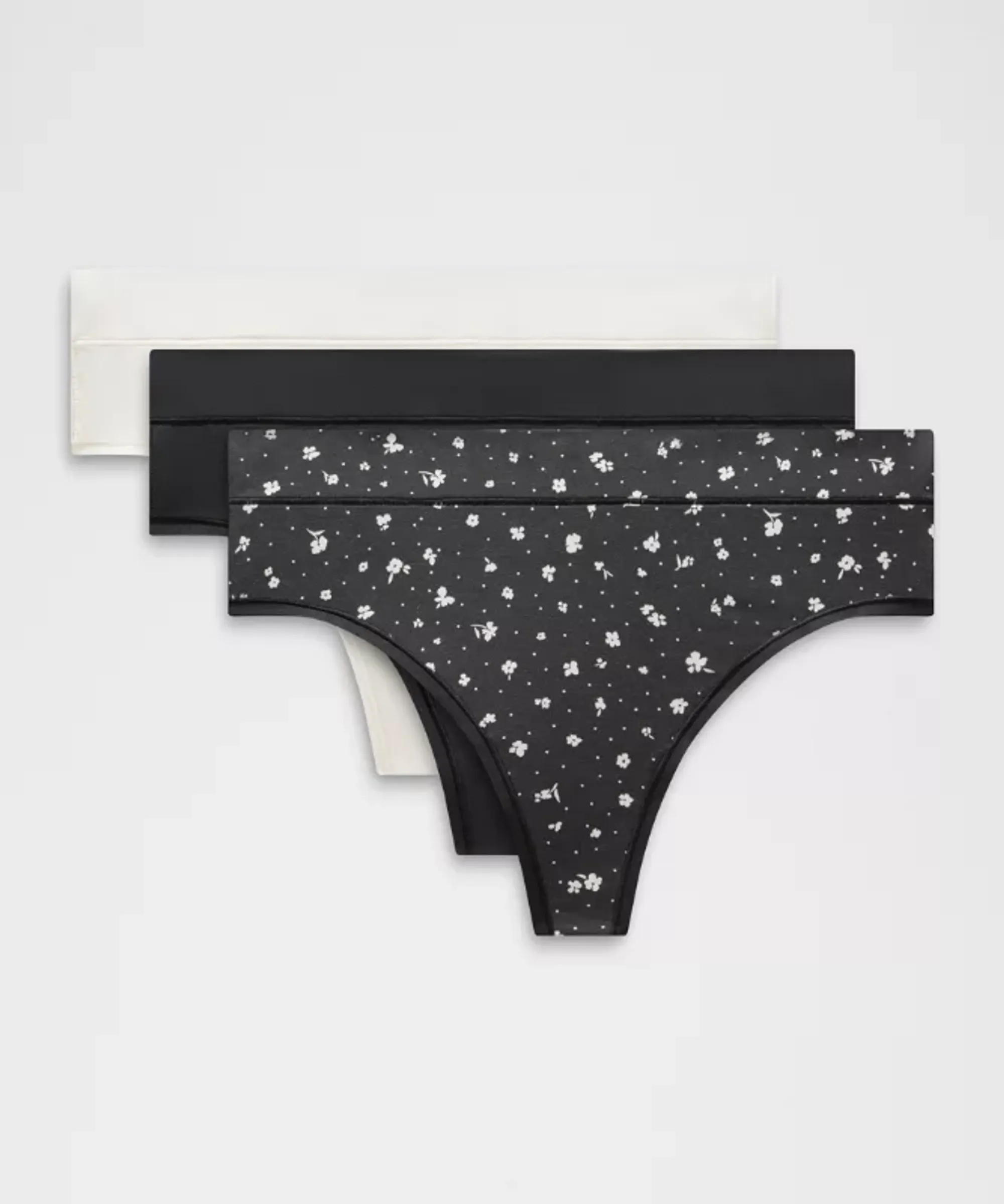 lululemon – Women's UnderEase High-Rise Thong Underwear 3 Pack – Color Black/White – Size Medium