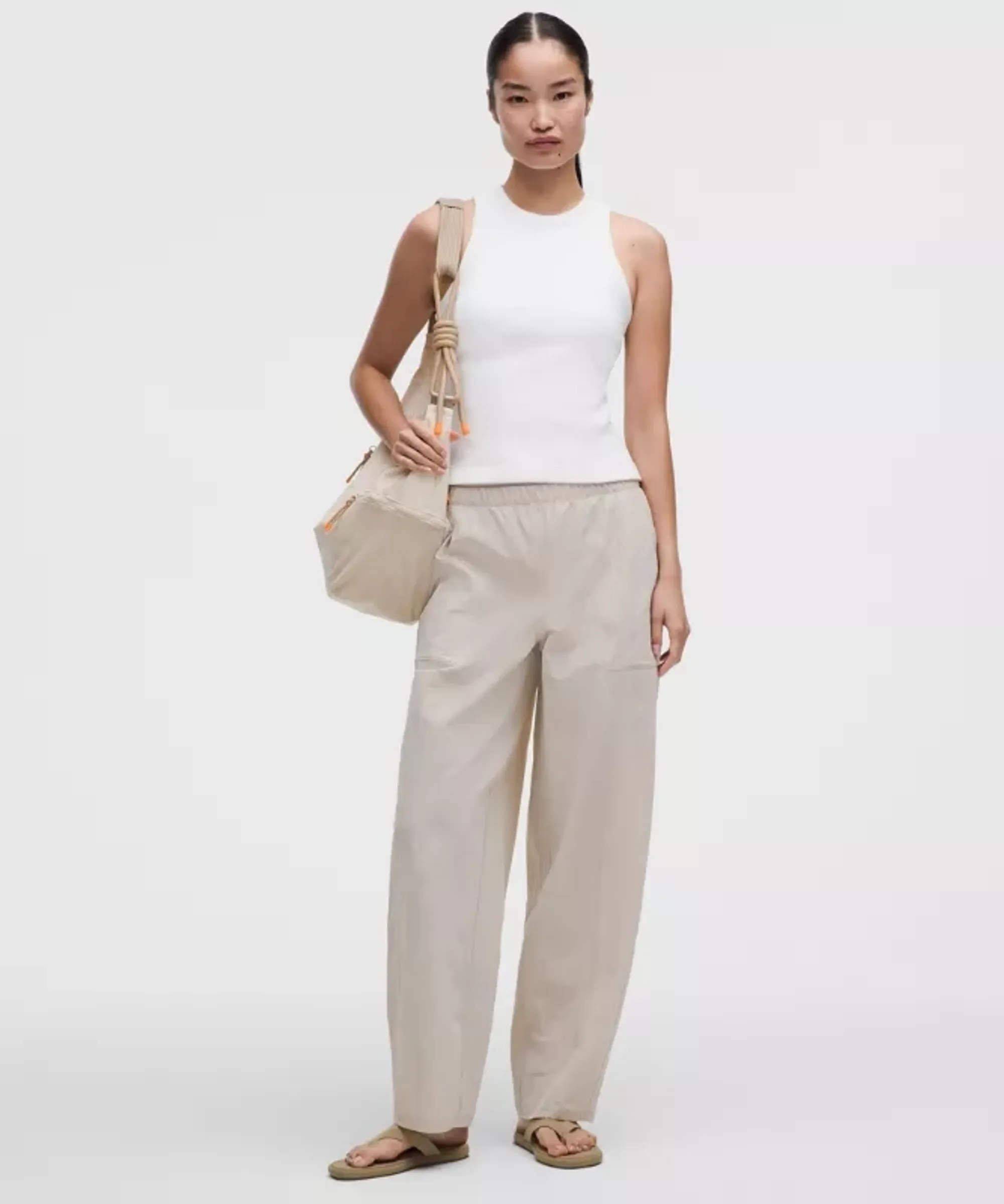 lululemon – Women's Crinkle Nylon Mid-Rise Barrel-Leg Pants – Color Khaki – Size XS