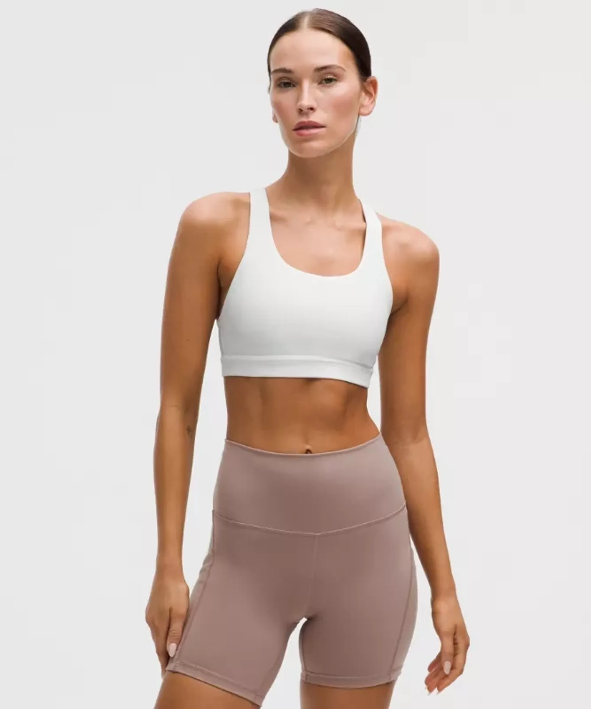 lululemon – Women's Wunder Train Mesh-Back Sports Bra Medium Support, B/C Cup – Color White – Size 10
