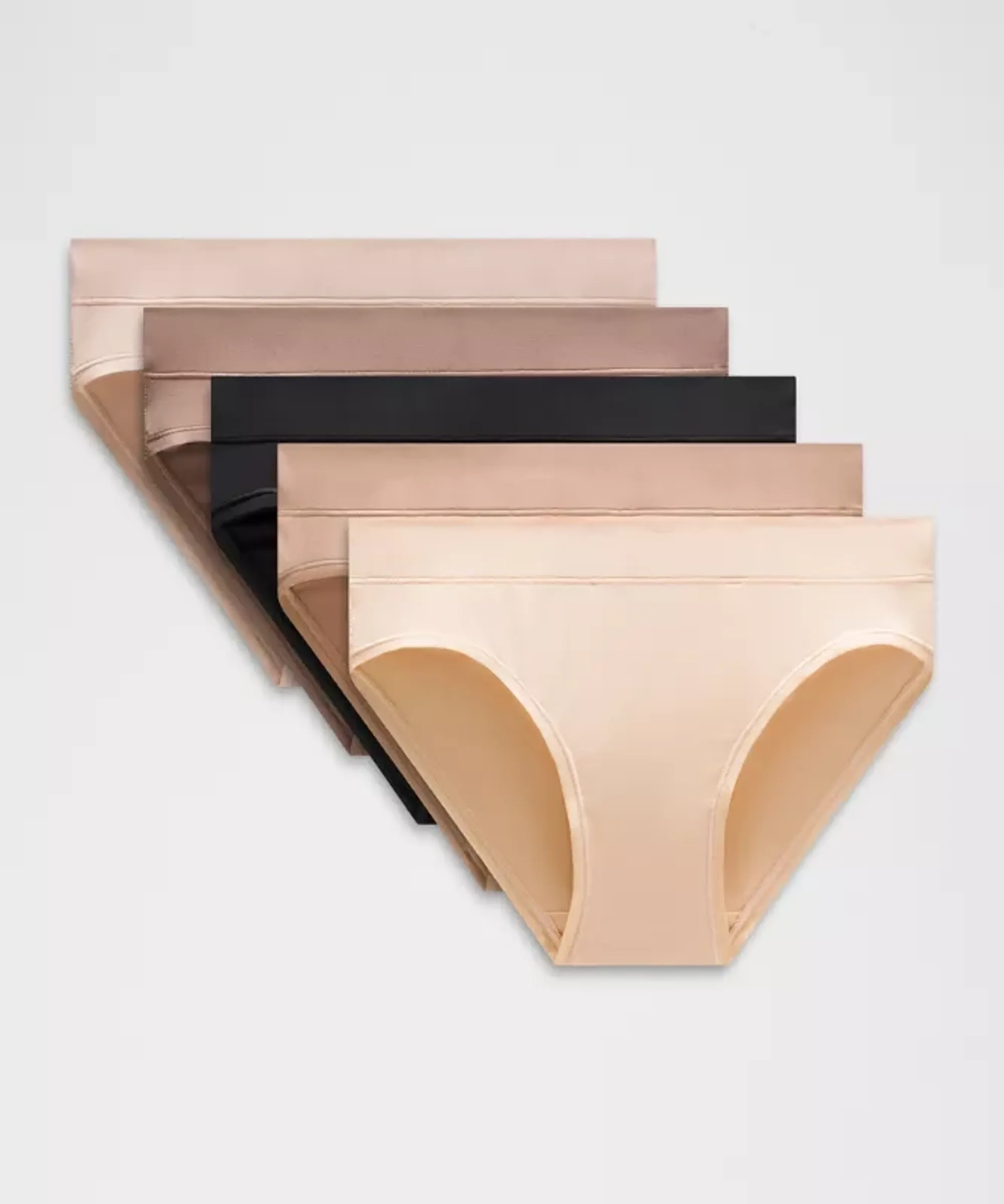 lululemon – Women's UnderEase Mid-Rise Bikini Underwear 5 Pack – Color Black/Pink/Khaki – Size Medium