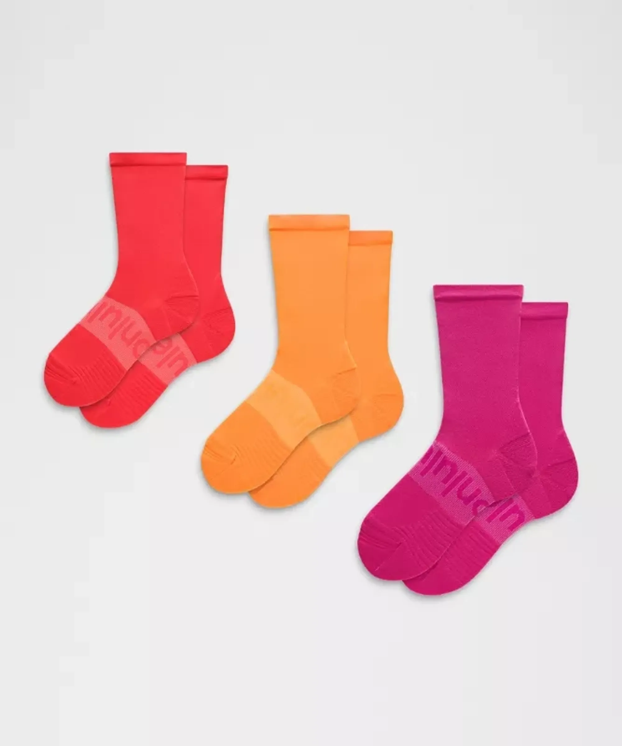 lululemon – Power Stride Crew Socks 3 Pack – Color Pink/Red/Orange – Size XL