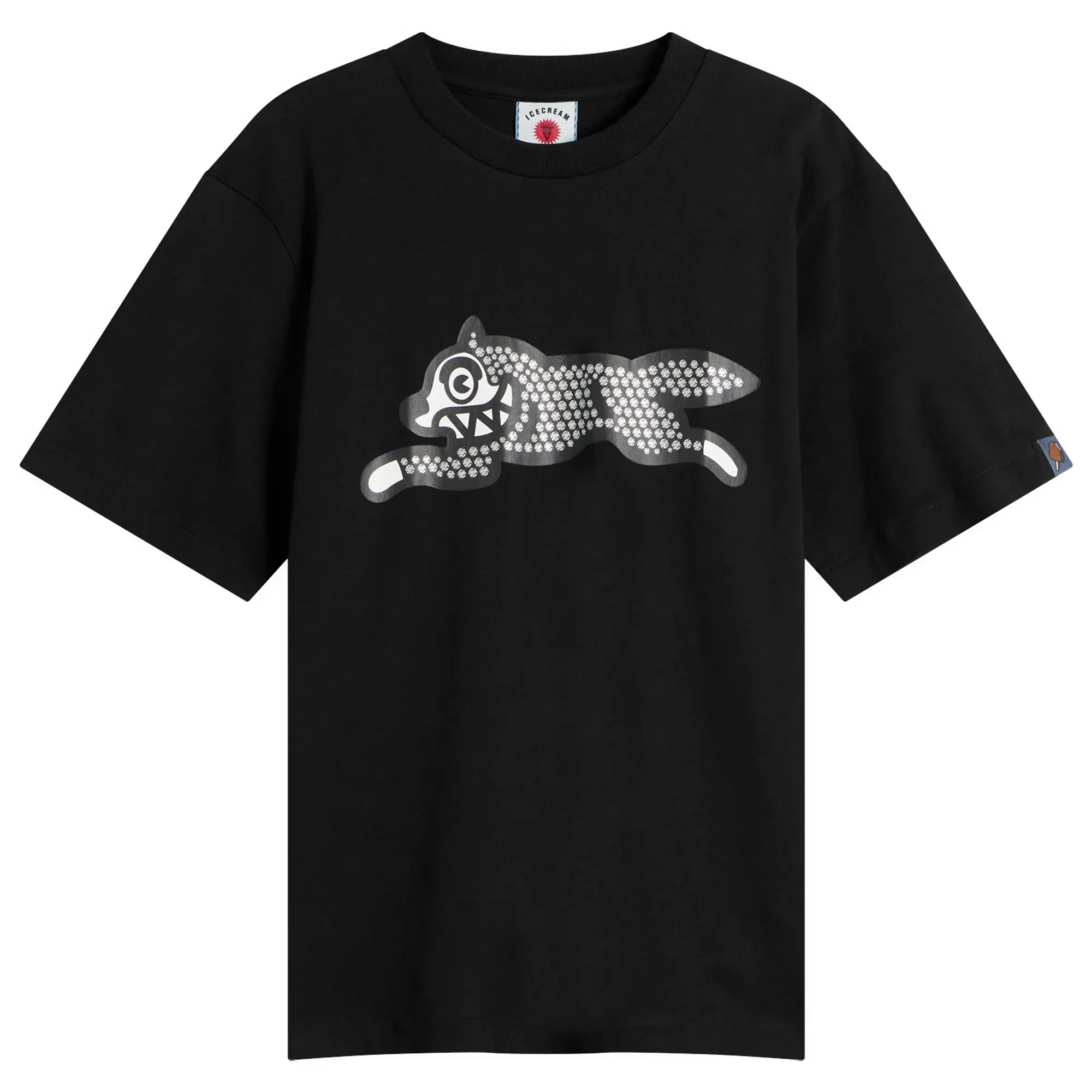 ICECREAM Men's Glitter Running Dog T-Shirt Black