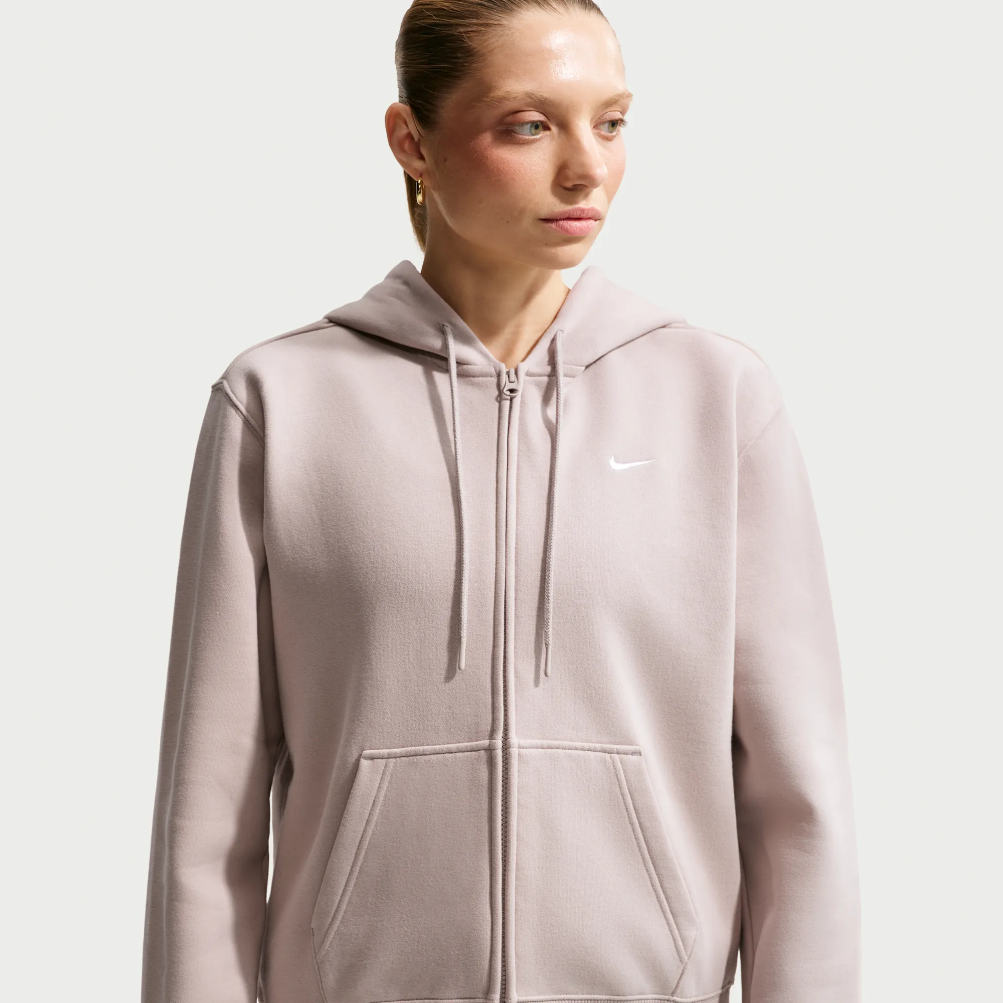 Nike Studio Fleece Medium Weight Women's Full-Zip Hoodie - Brown - Fleece