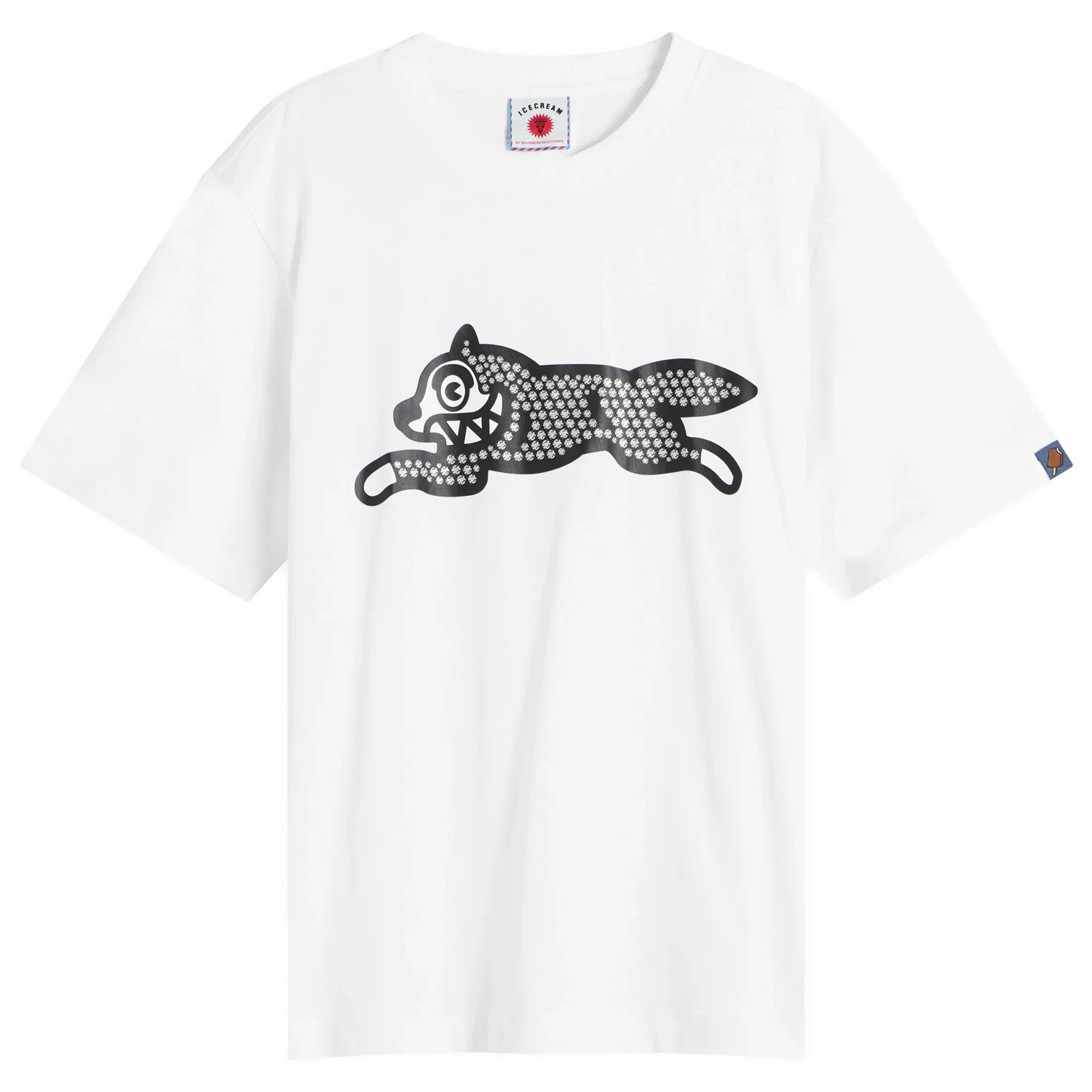 ICECREAM Men's Glitter Running Dog T-Shirt White