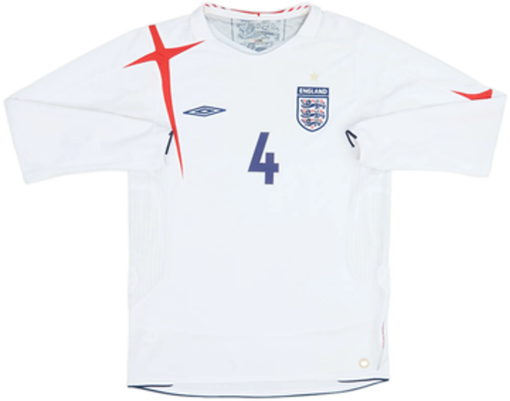 2005-07 England Home L/S Shirt Gerrard #4 - 6/10 - (S)