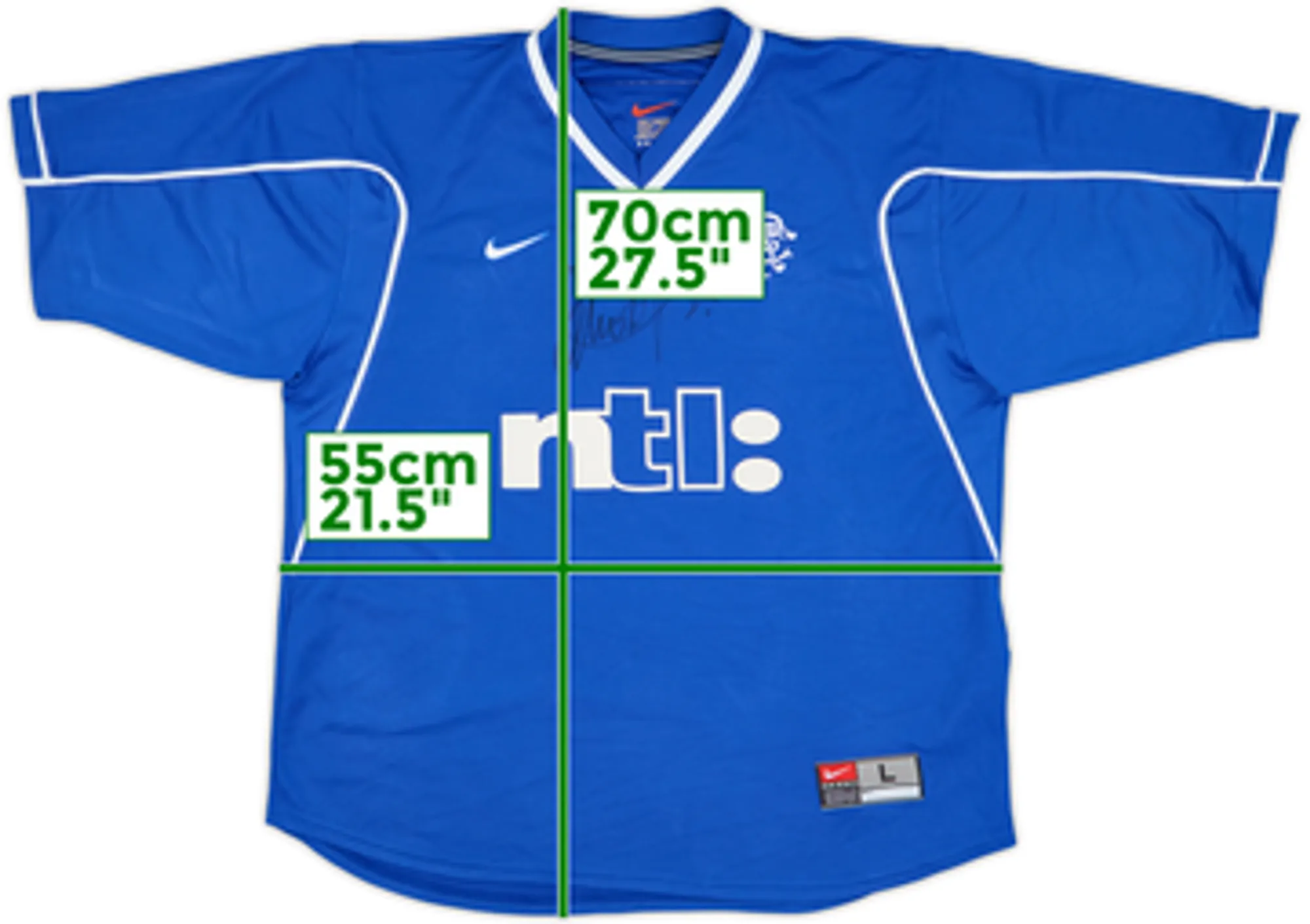 1999-01 Rangers Signed Home Shirt - 9/10 - (L)