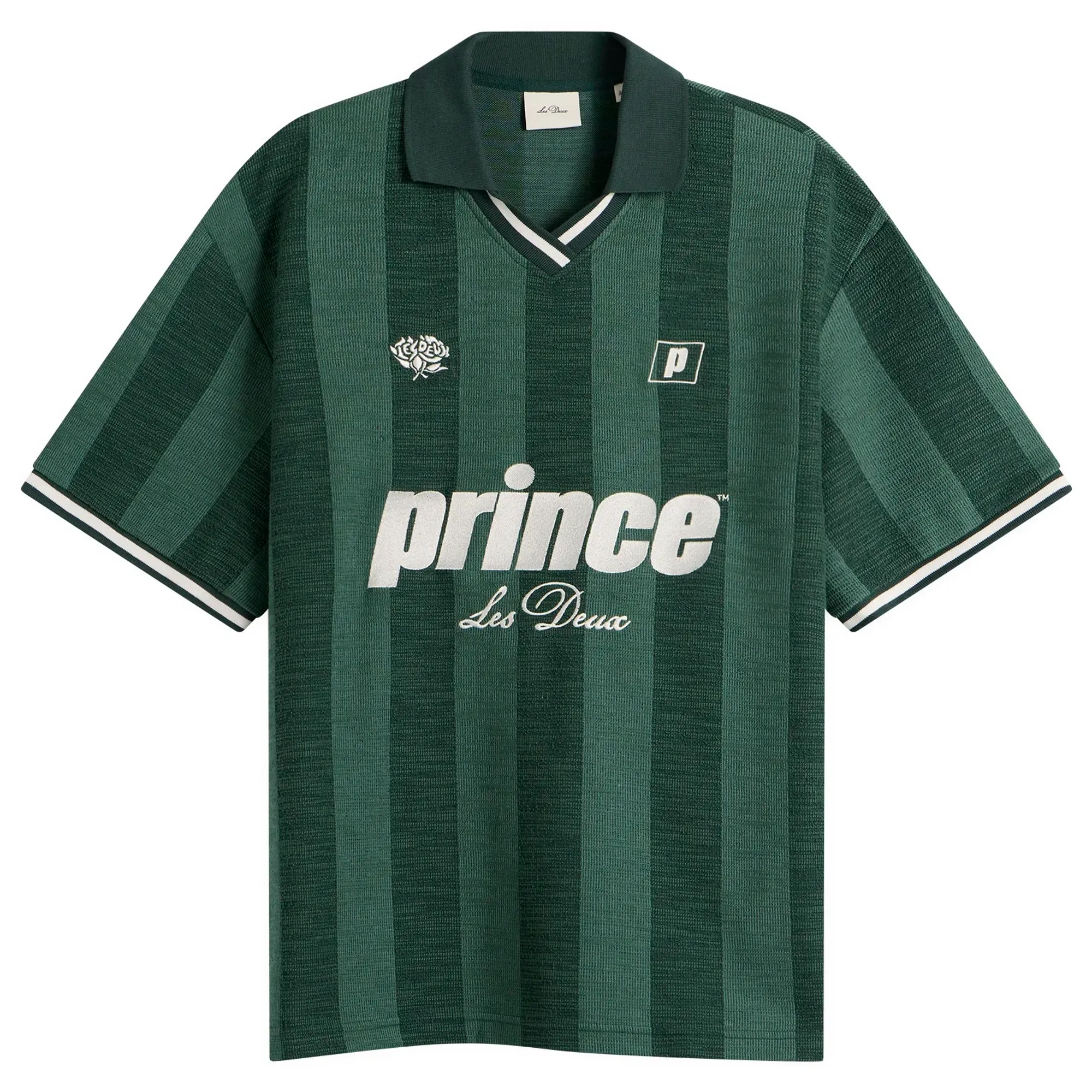 Les Deux Men's Prince Stripe Jacquard Polo Pineneedle Green