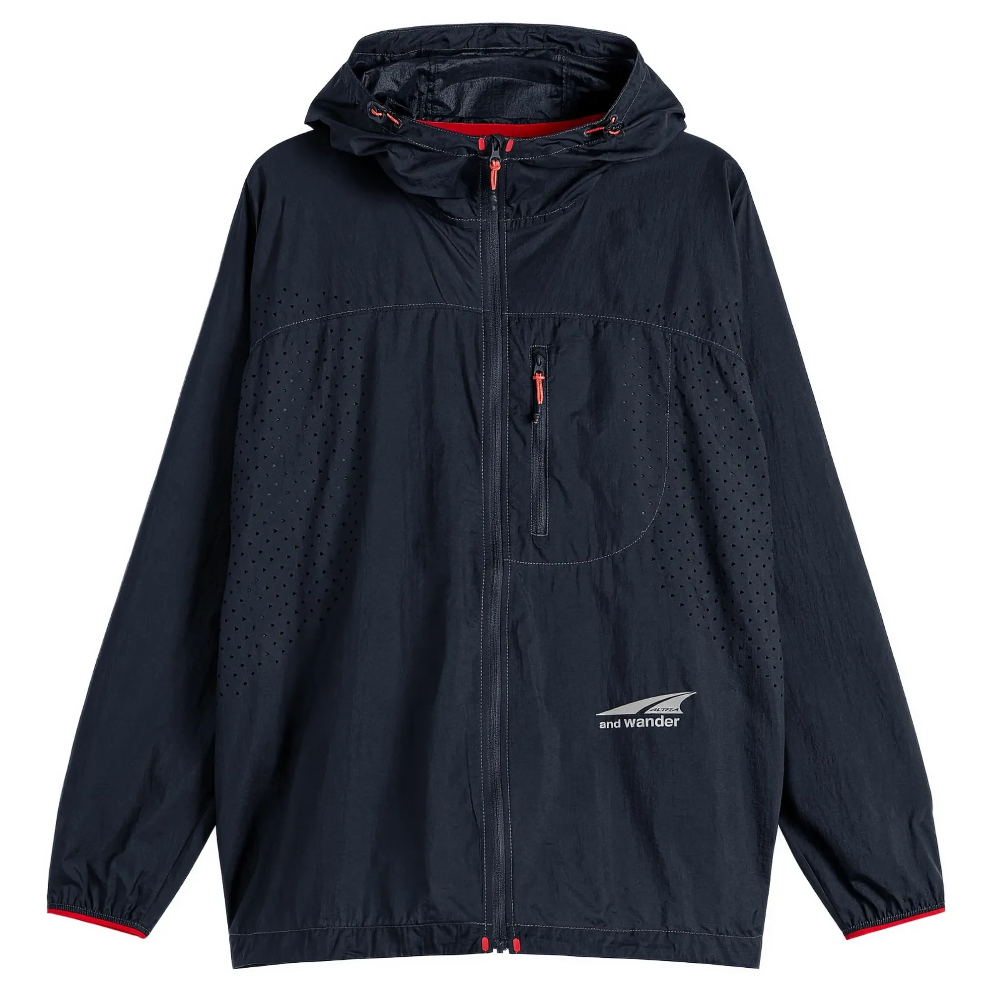 and wander Men's x Altra Ventilation Wind Jacket Navy
