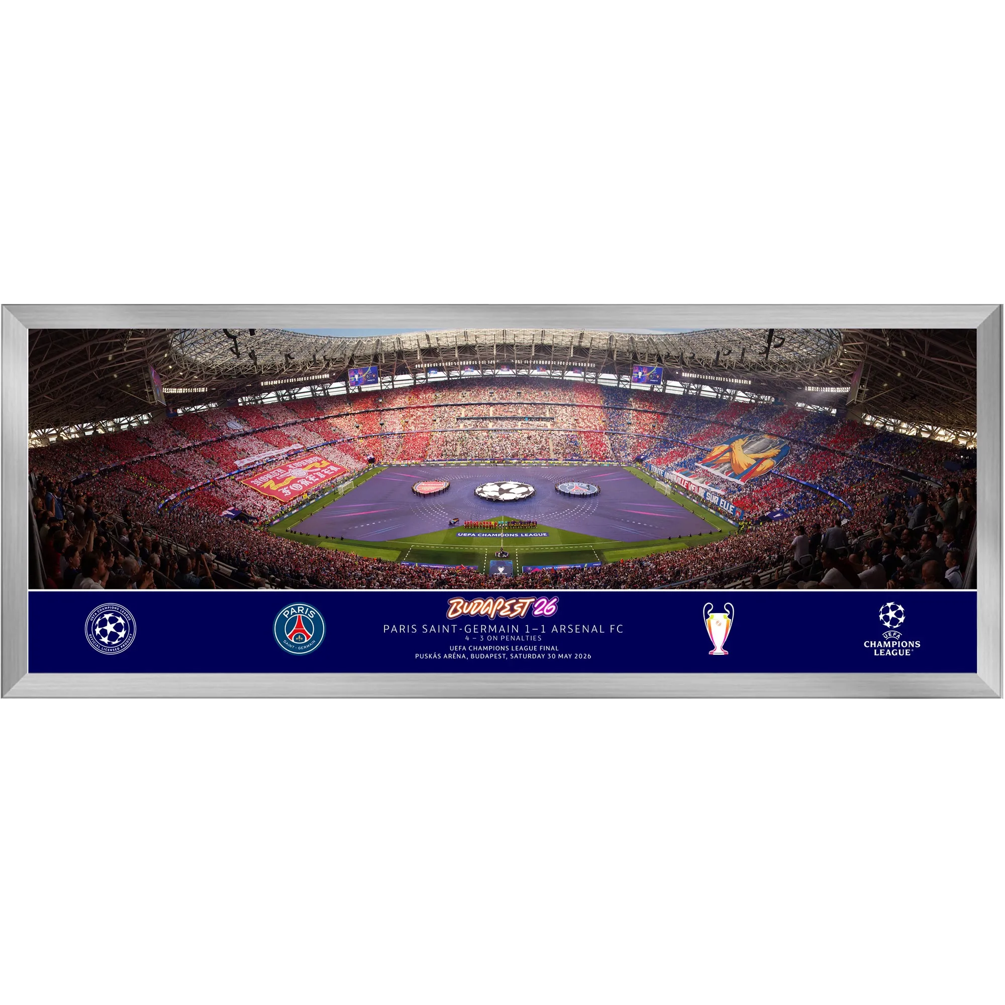 PSG 2026 Champions League Final Line up 30" Panoramic Print - Framed