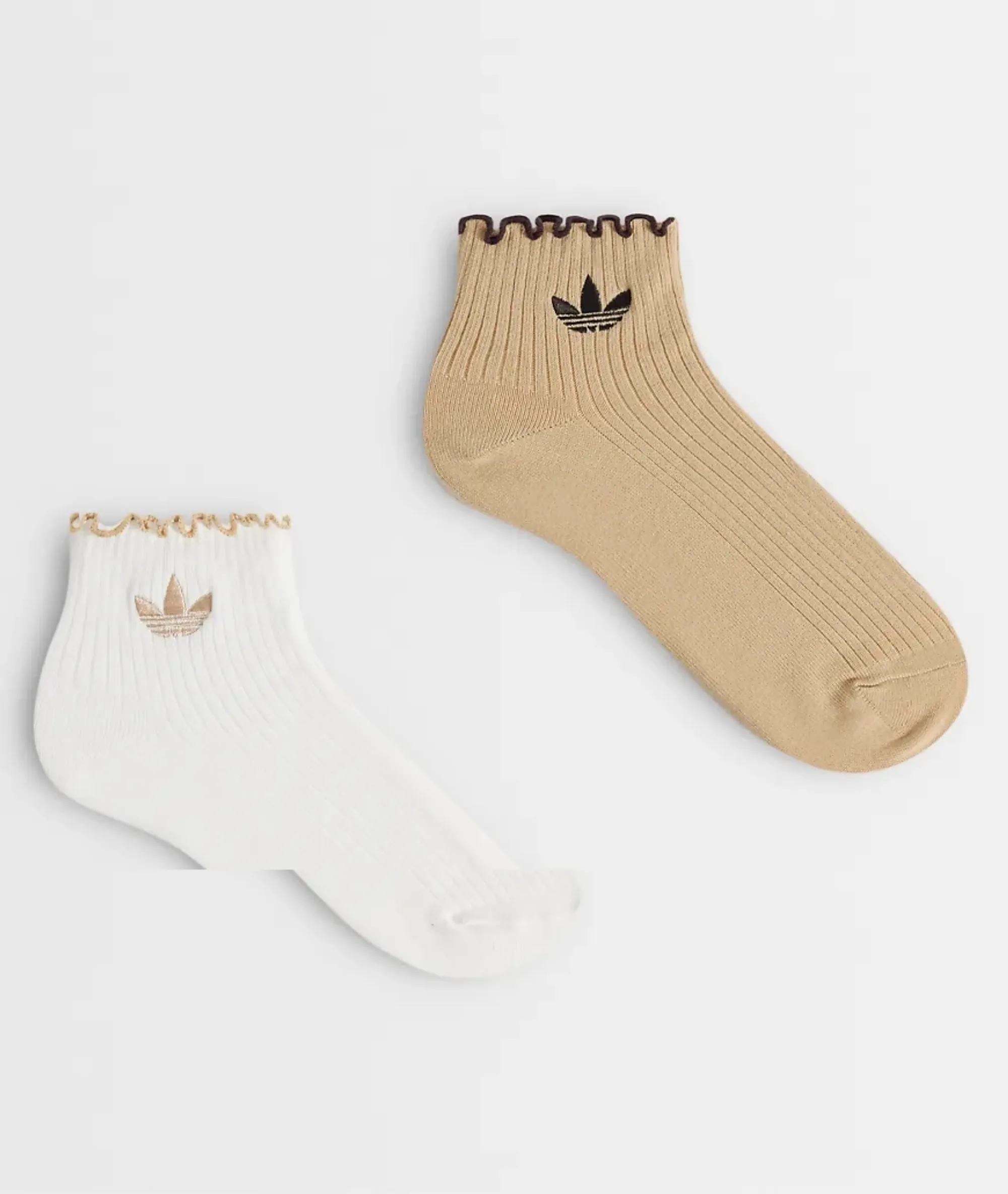 Adidas Originals 2 Pack Ruffle Ankle Socks In Brown