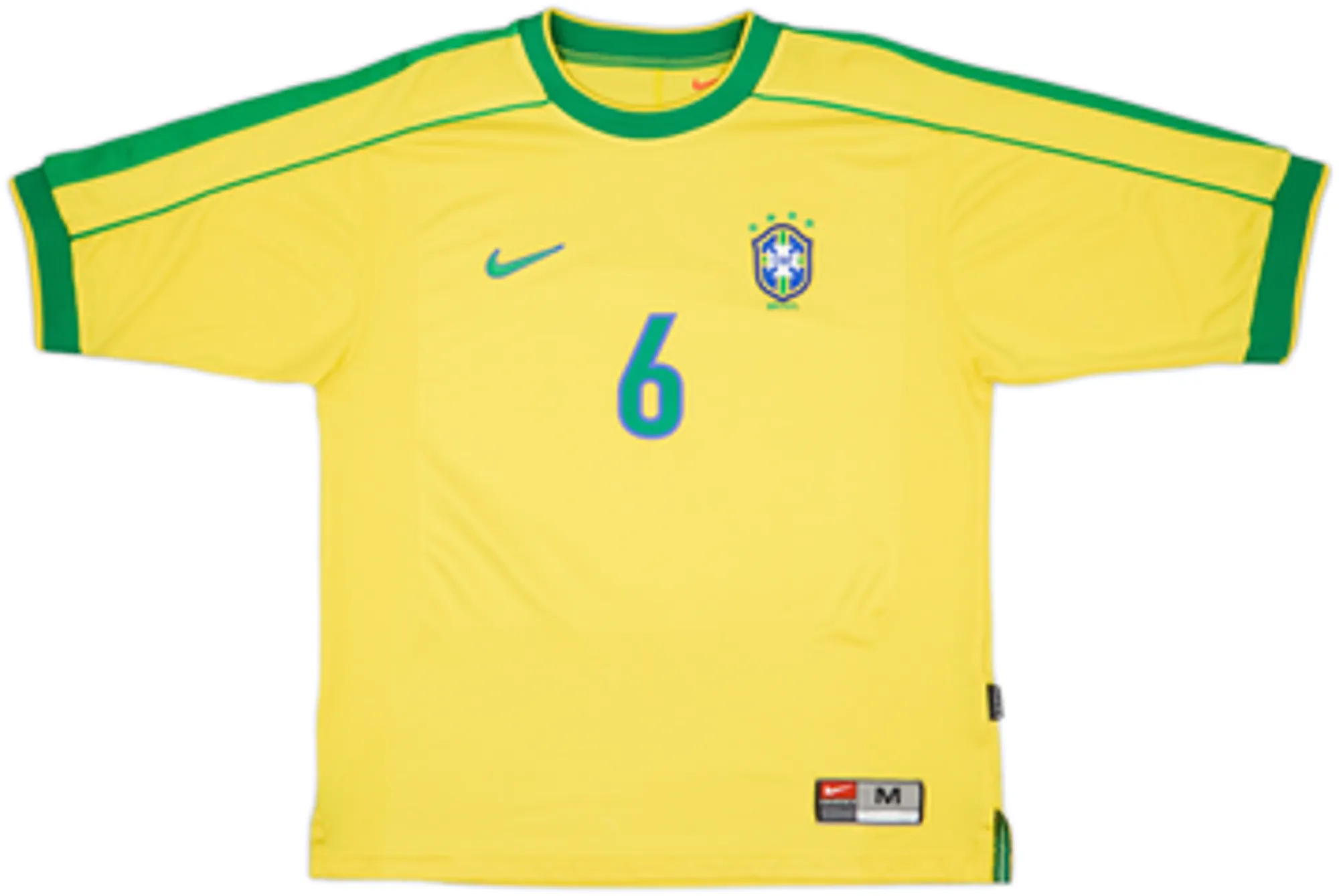 1998-00 Brazil Home Shirt R.Carlos #6 - 6/10 - (M)