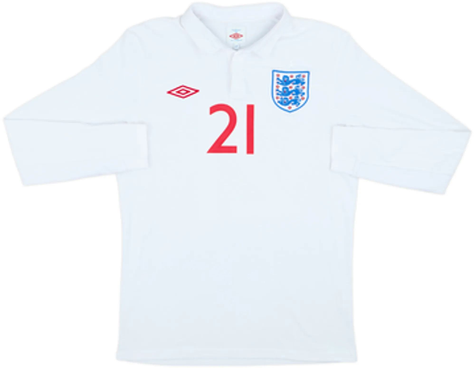 2009-10 England Home L/S Shirt Heskey #21 - 8/10 - (M)