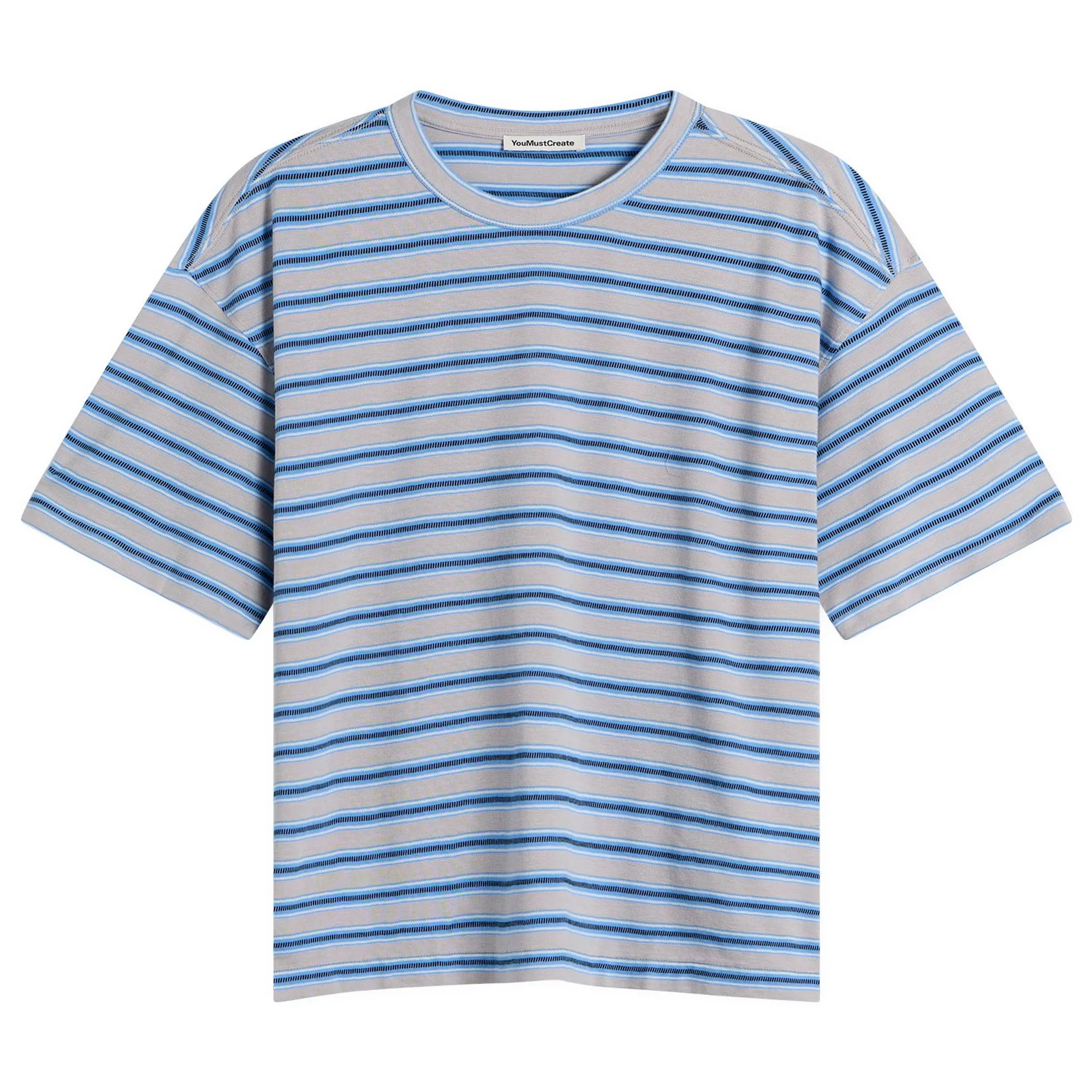 YMC Men's Triple Rapport Stripe T Shirt Blue Multi