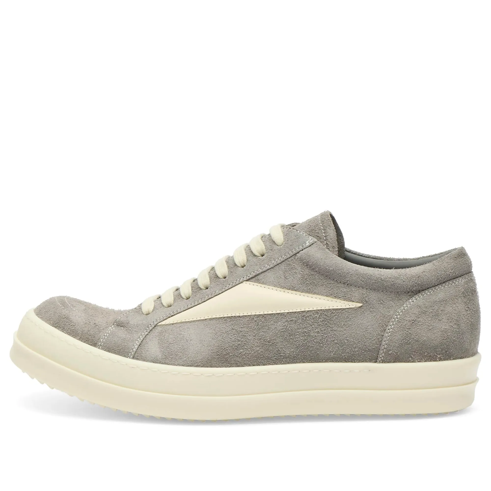 Rick Owens Men's Suede Vintage Sneaks Steel/Milk/Milk