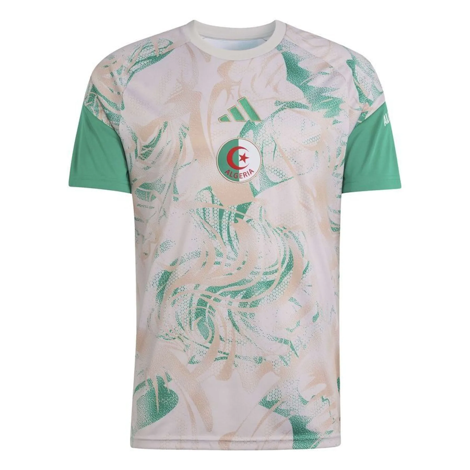 Algeria Training T-Shirt Pre Match - Magic Beige/Green - ['Green', 'White']