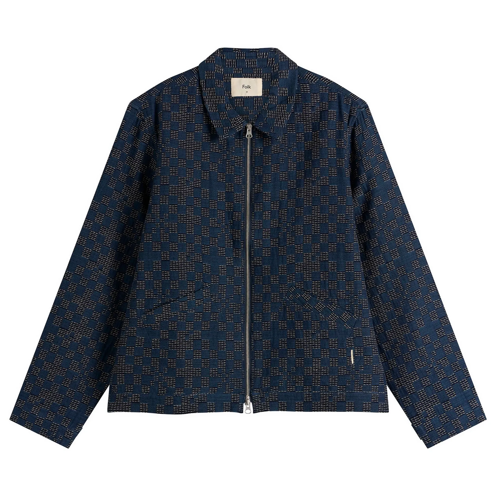 Folk Men's Signal Blouson Jacket Indigo Mix Checkerboard
