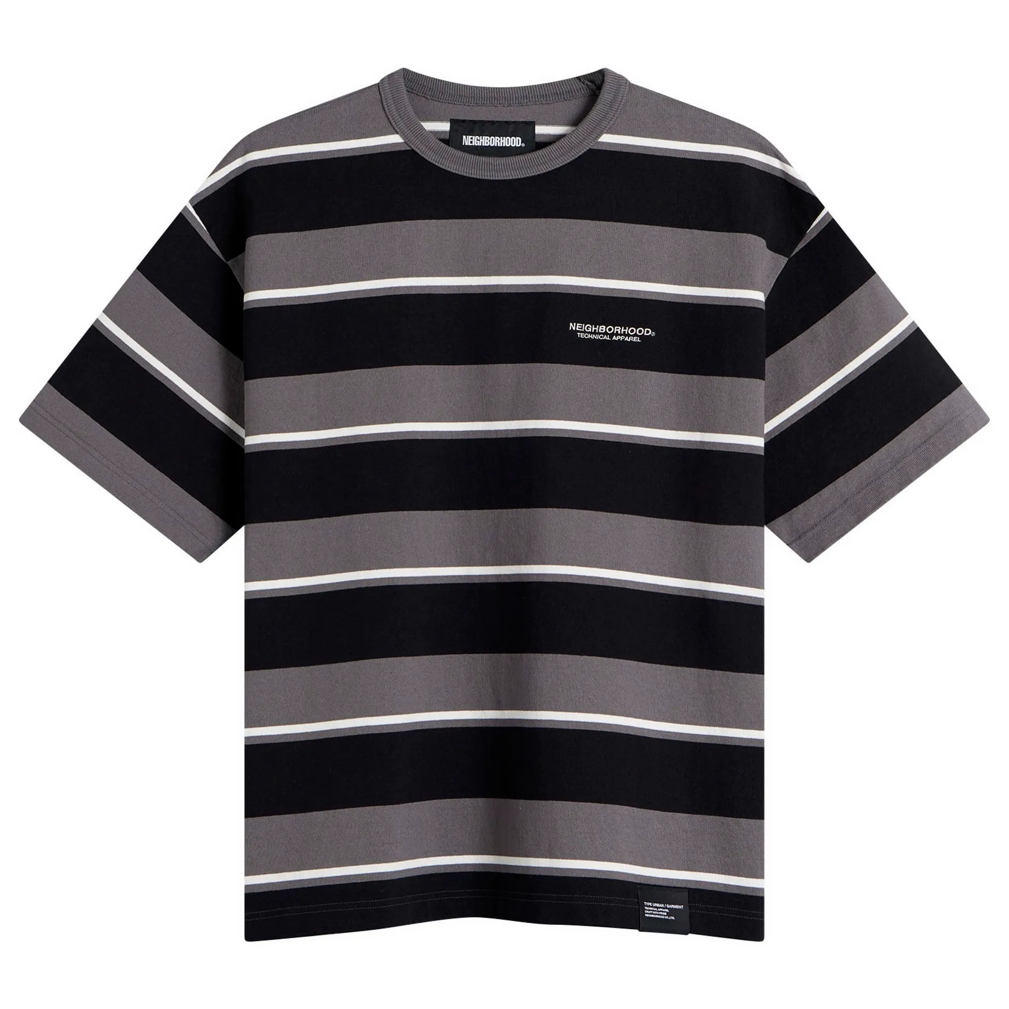 Neighborhood Men's Border Stripe Logo T-Shirt Gray