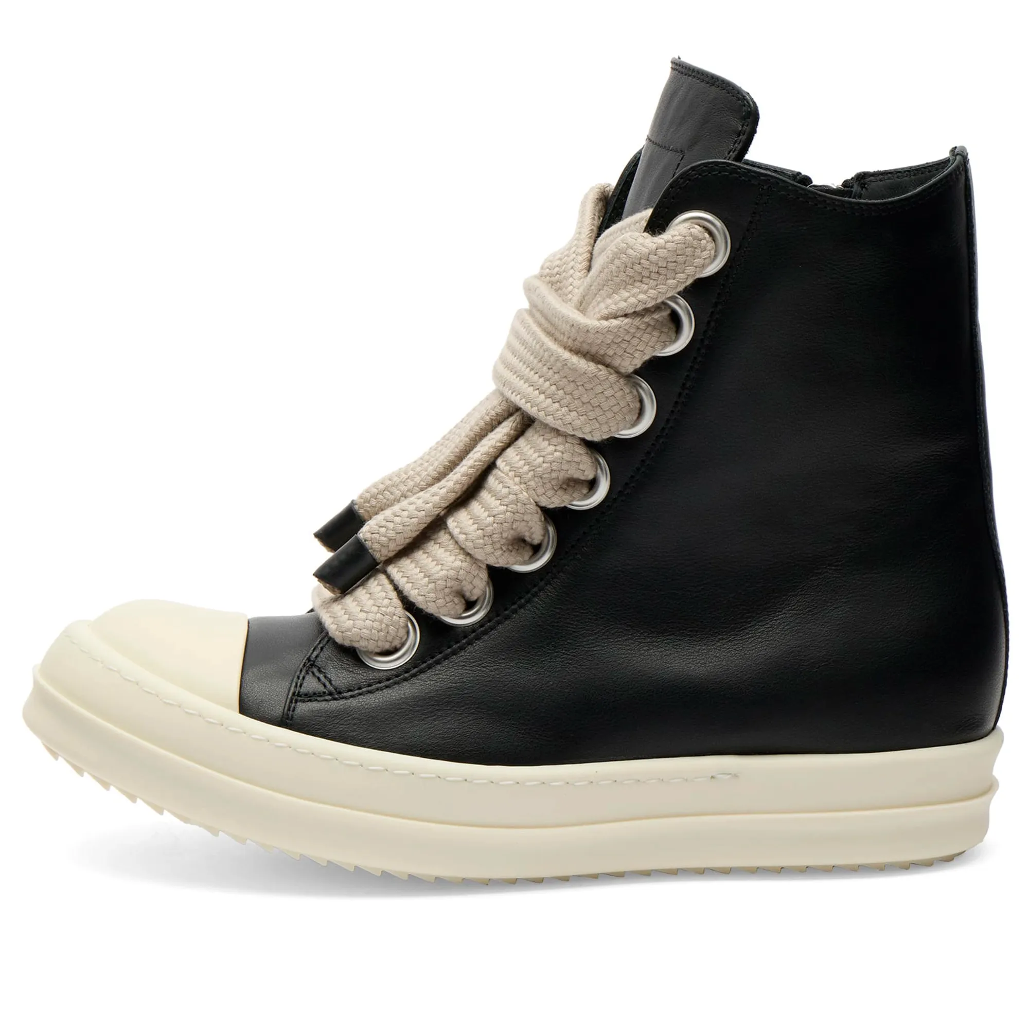 Rick Owens Women's Jumbo Lace High Top Sneakers Black/Milk/Milk