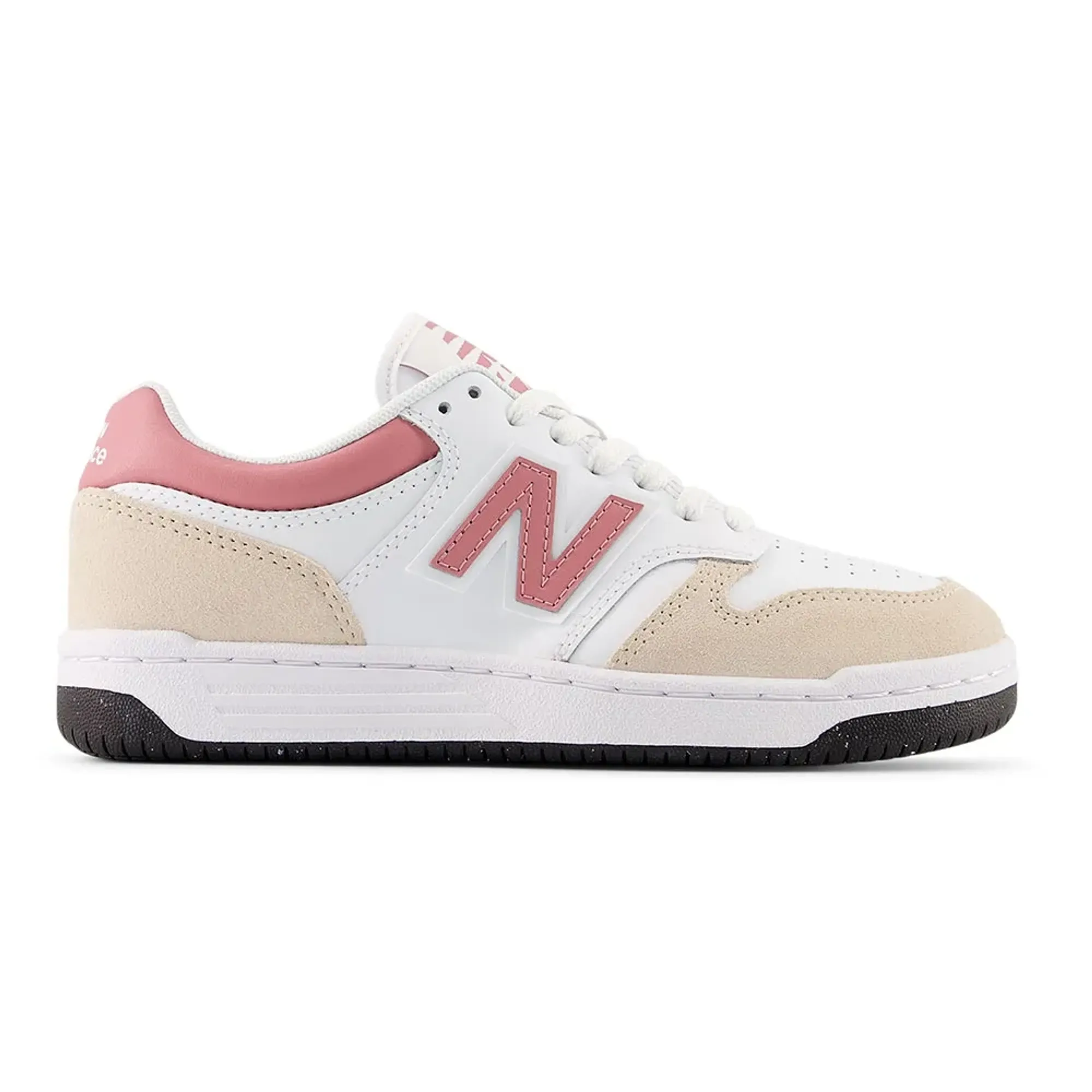 New Balance Kids' B480 Lace in White/Pink Synthetic