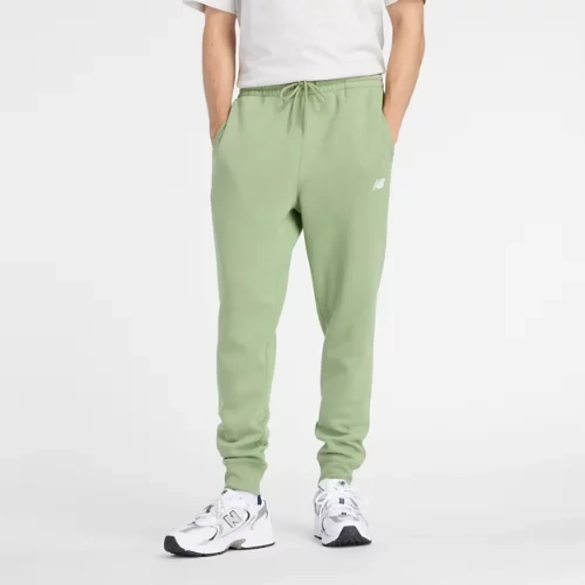 New Balance Men's Sport Fleece Jogger in Green/White Cotton