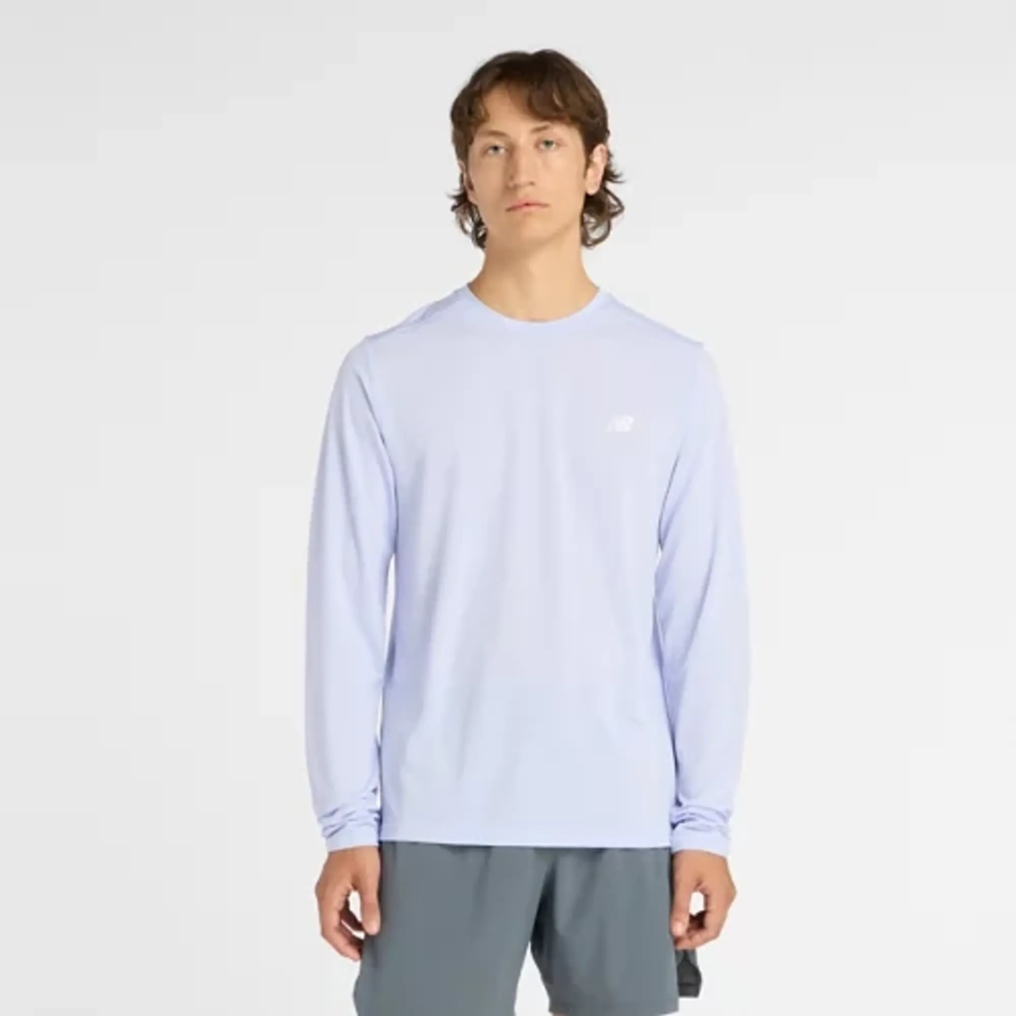 New Balance Men's Sport Long Sleeve Shirt in Purple/White Polyester