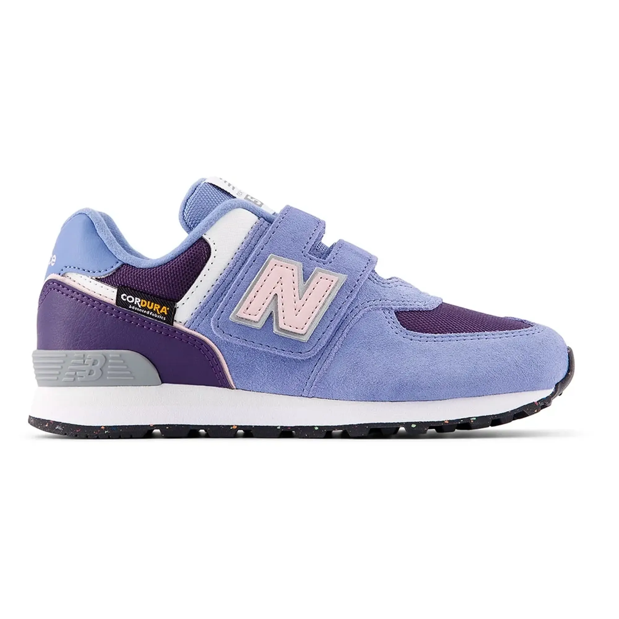 New Balance Kids 574 Hook & Loop in Blue/Pink Leather