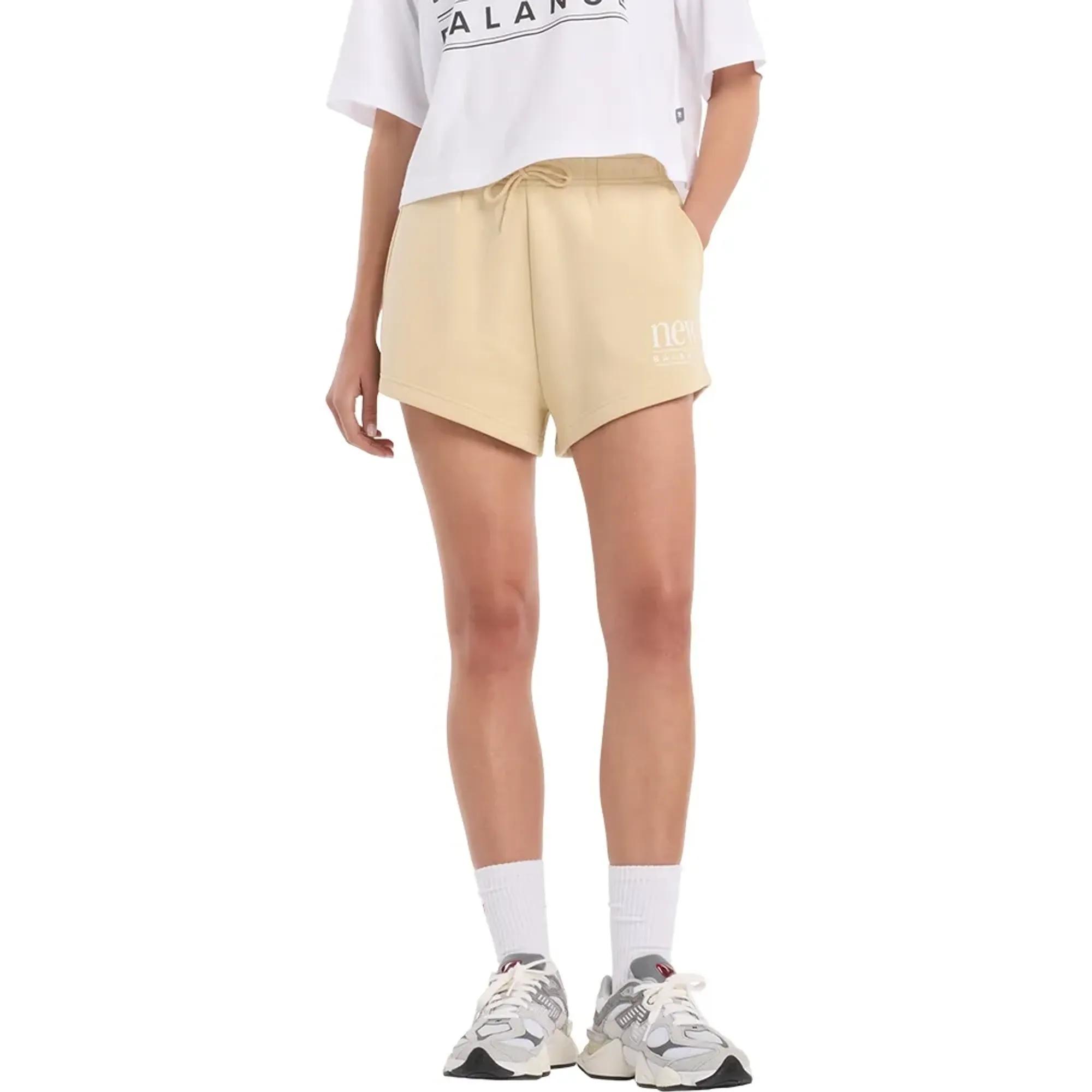 New Balance Women's Reimagined Fleece Short in Brown Cotton Fleece