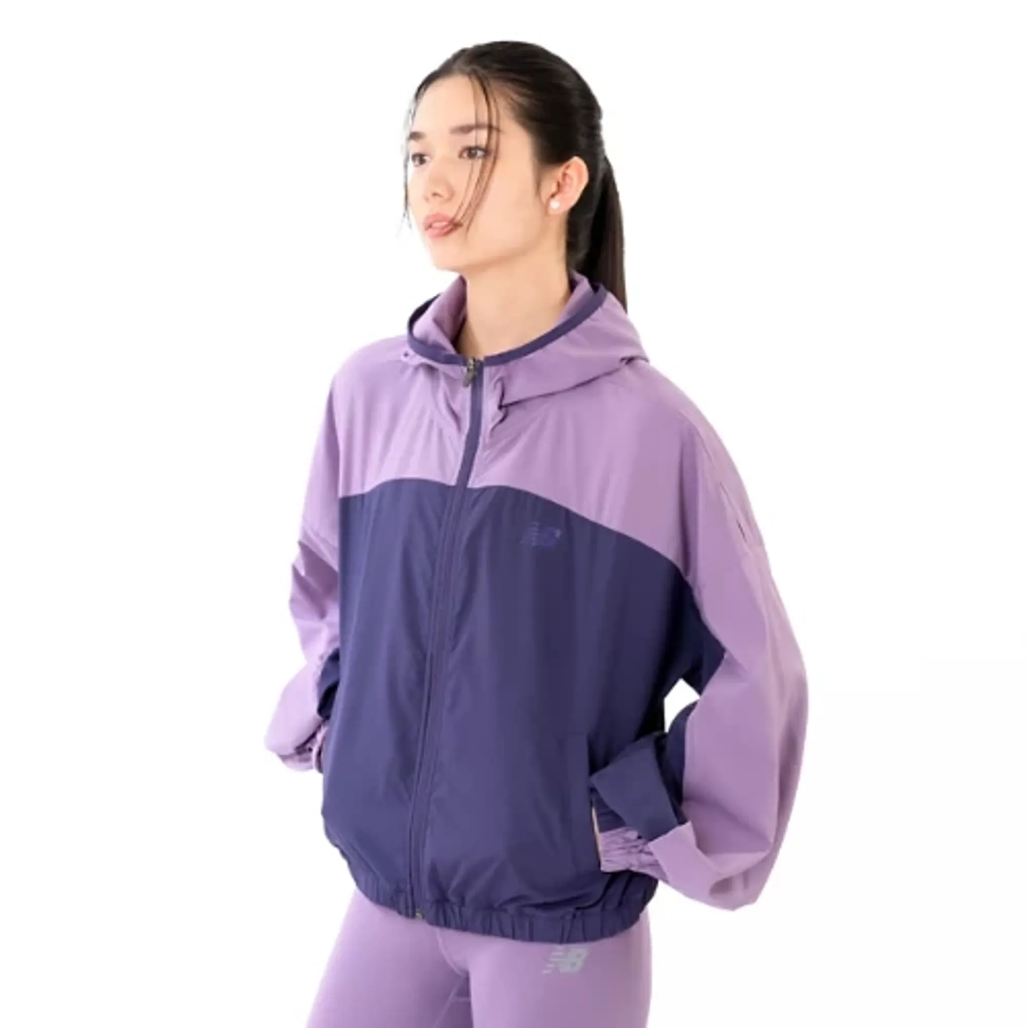 New Balance Women's Sport Woven Jacket in Purple/White Polywoven
