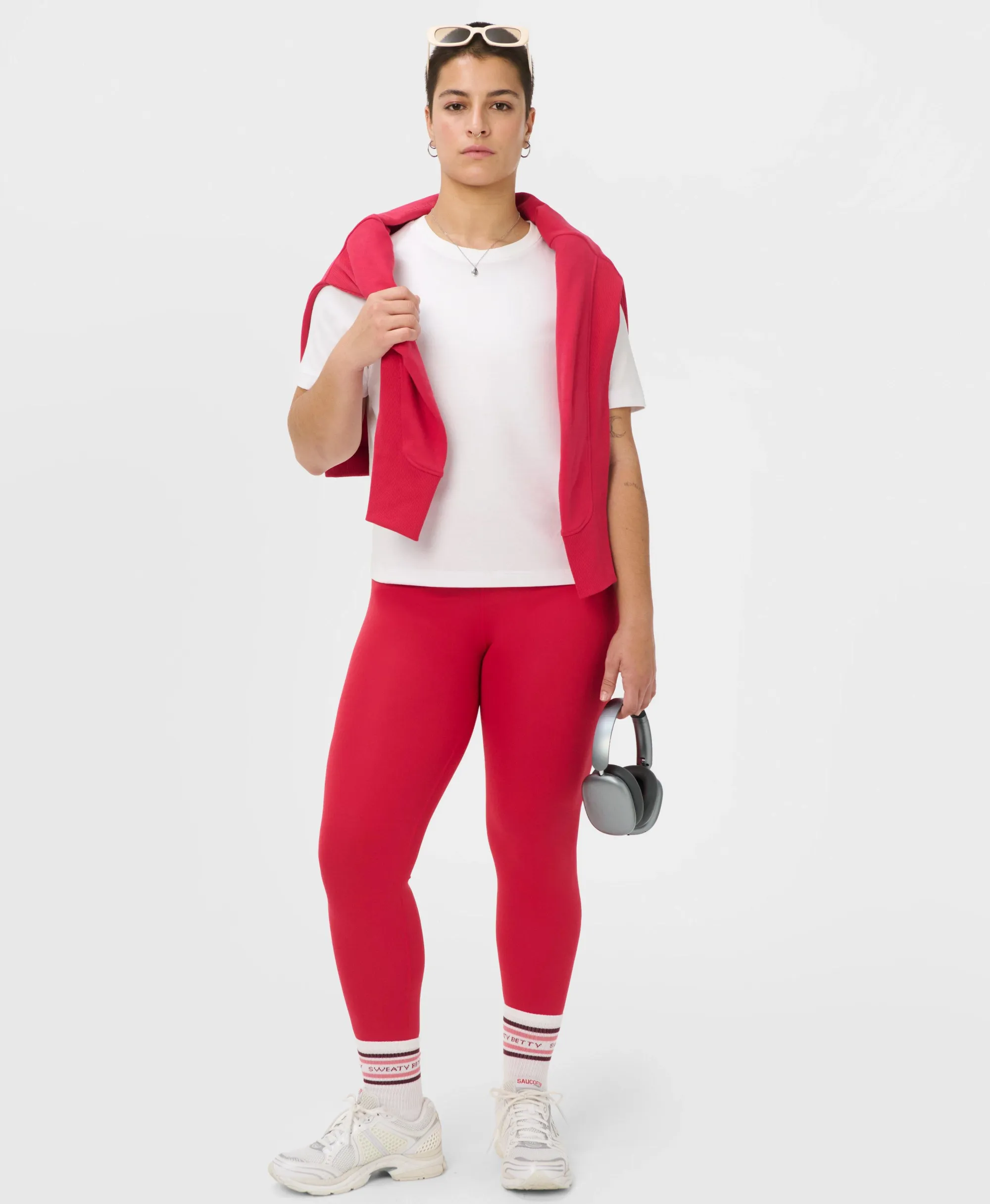 Sweaty Betty All Day Wrap Waist Leggings, Red, Women's XS