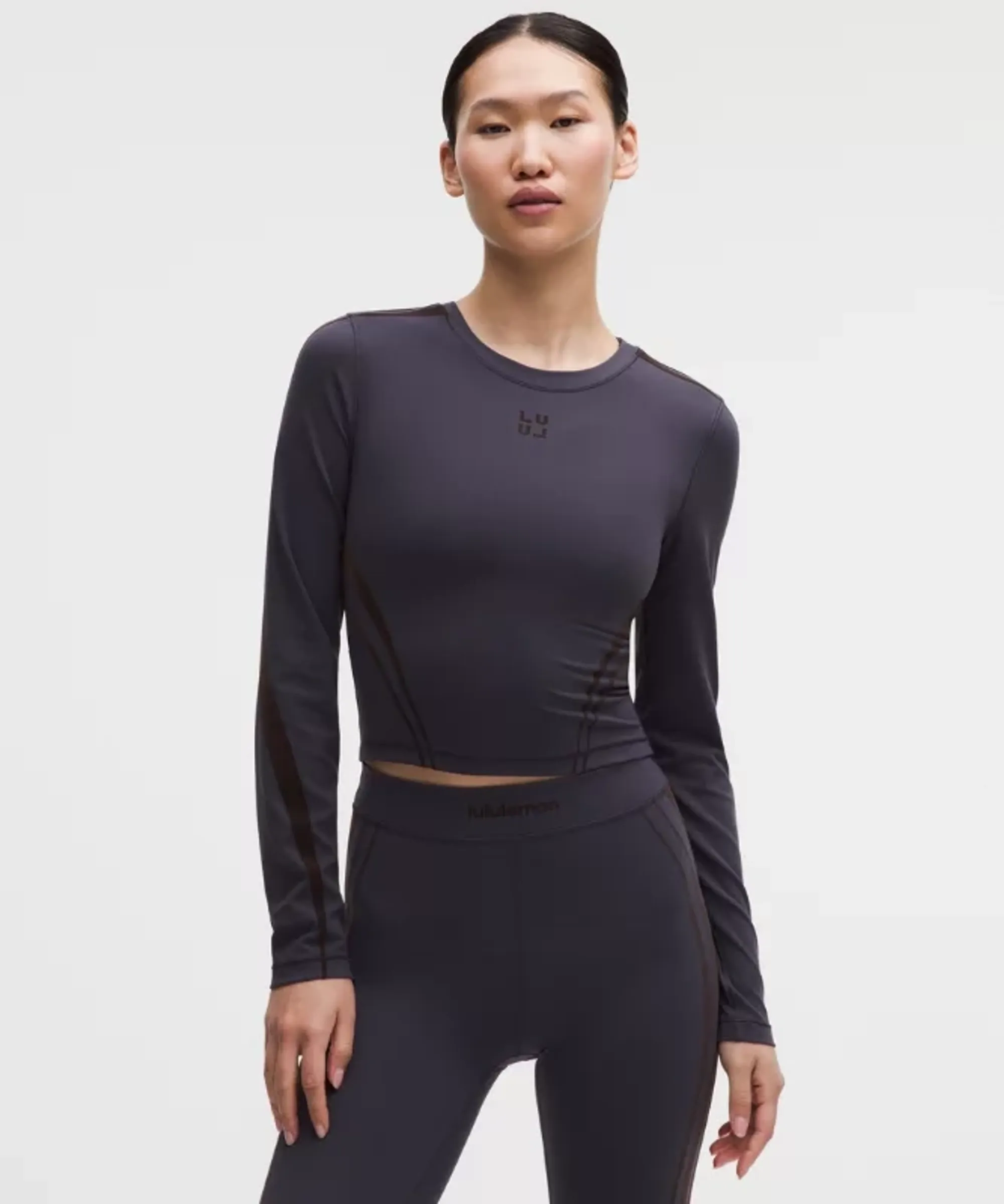 lululemon – Women's Wunder Train Cropped Long-Sleeve Shirt Flocked – Color Grey – Size 6