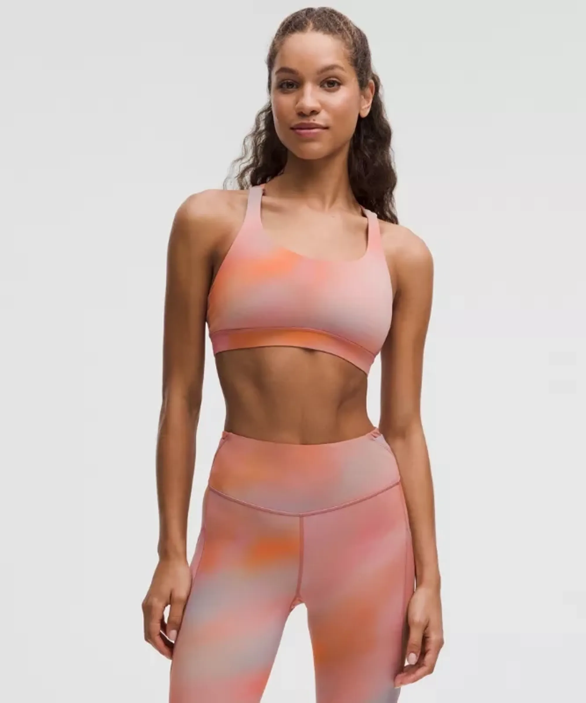 lululemon – Women's Energy Sports Bra Medium Support, B-D Cups – Color Pink/Tie Dye – Size 10