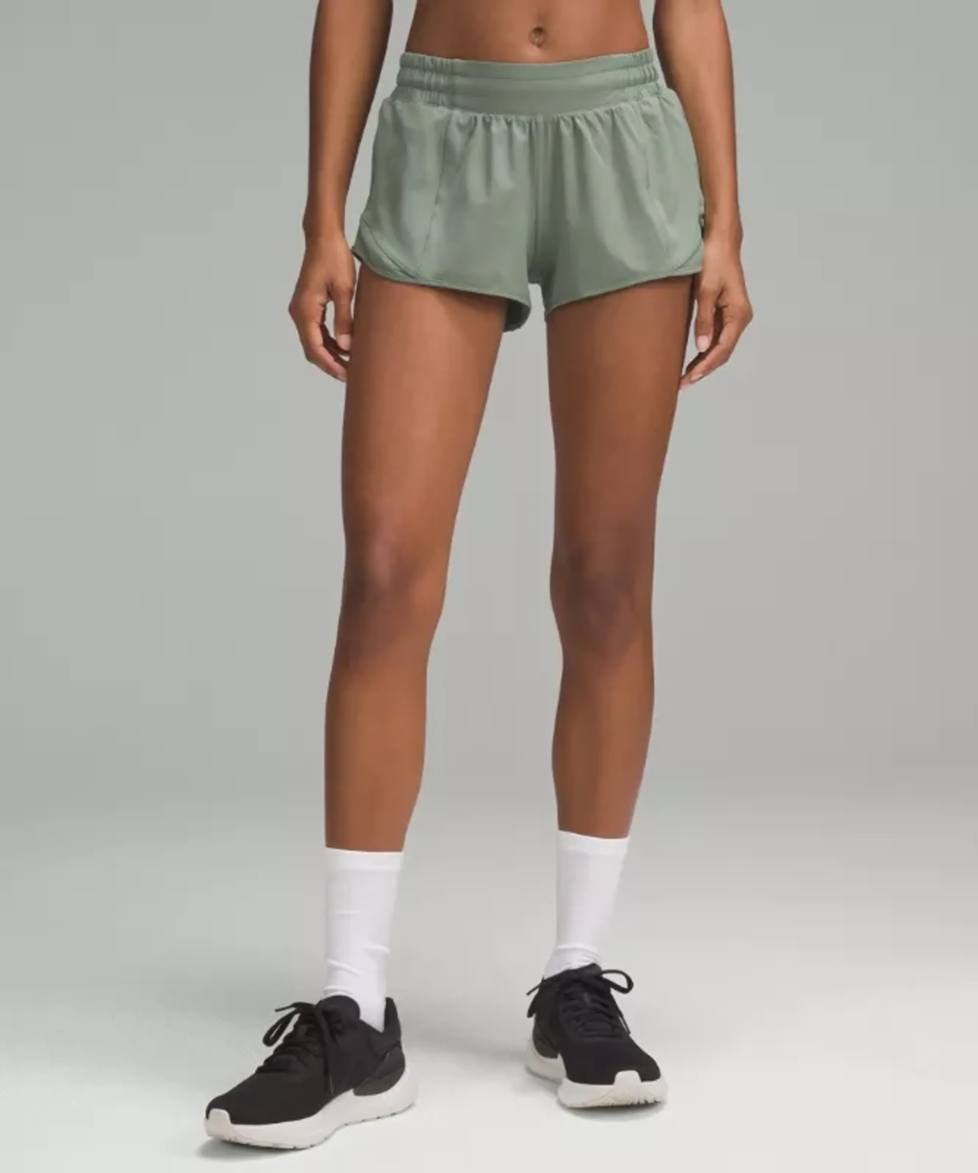 lululemon – Women's Hotty Hot Low-Rise Lined Shorts – 2.5" – Color Grey/Green/Pastel – Size 14
