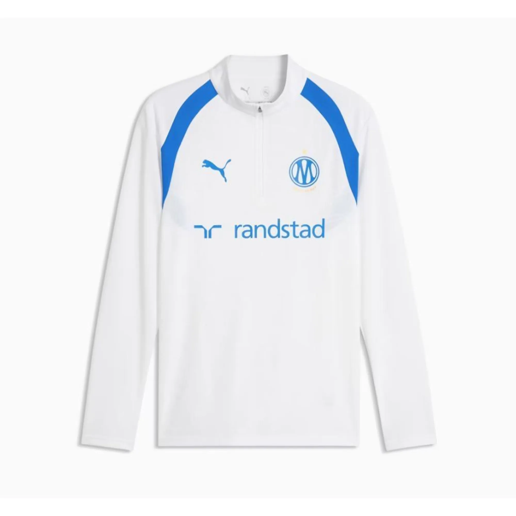 Marseille Training Shirt Club 1/4 Zip - White/Team Royal Blue - ['White']