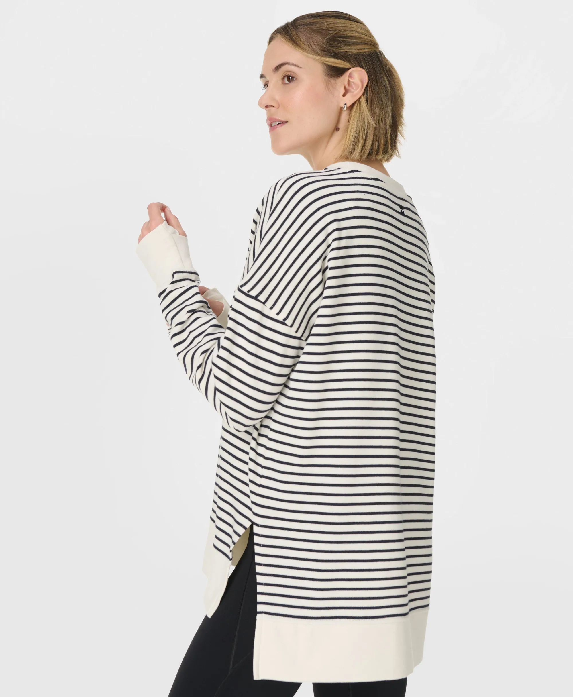 Sweaty Betty After Class Longline Sweatshirt, White, Women's L